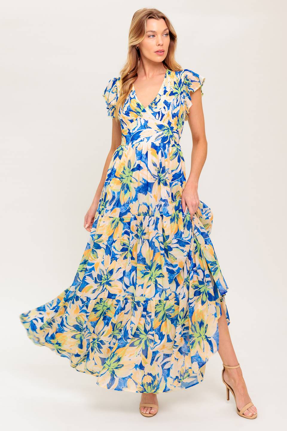 BRIDGEPORT MAXI DRESS - BLUE FLORAL SUMMER DRESS - Image 3