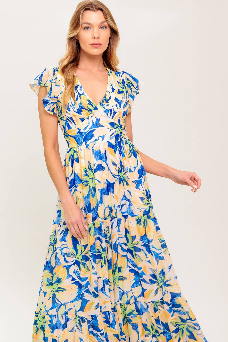 BRIDGEPORT MAXI DRESS - BLUE FLORAL SUMMER DRESS - Image 5