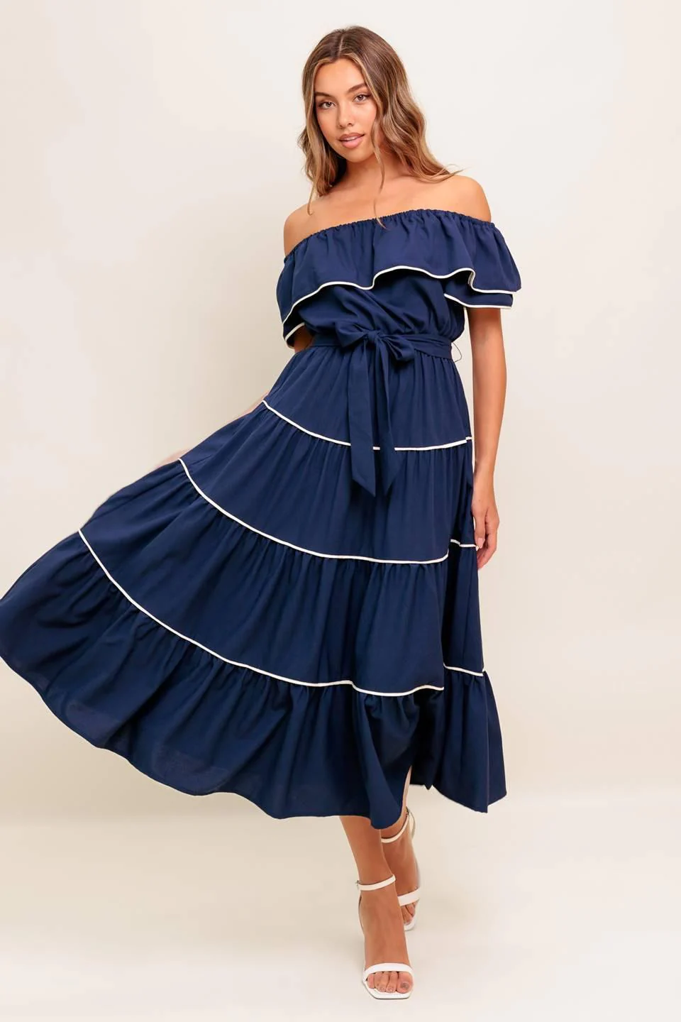 BUTTERCREAM DREAM NAVY MIDI DRESS - Image 2