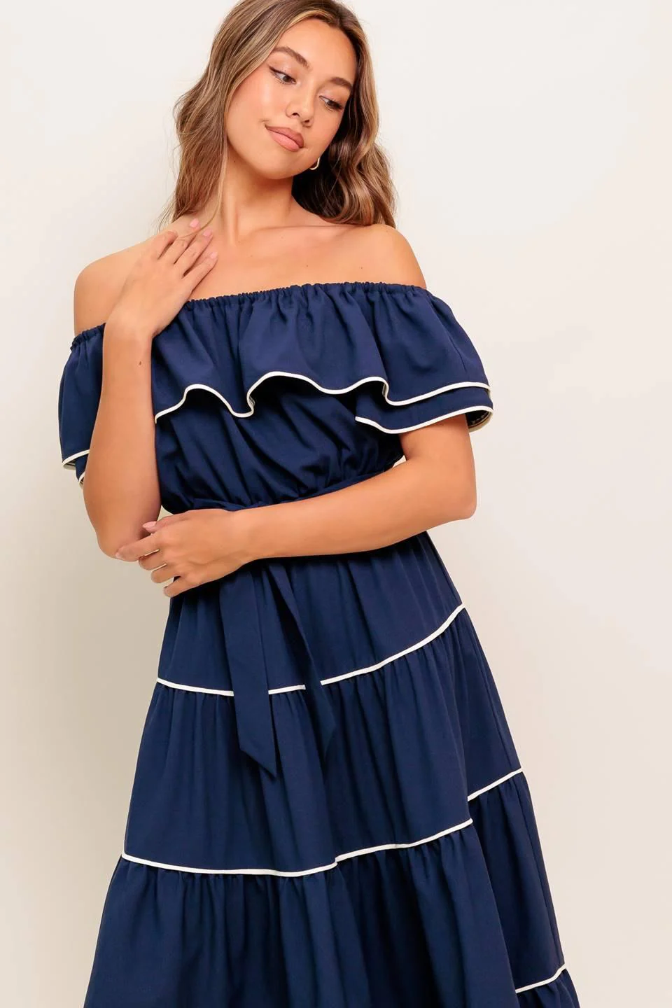 BUTTERCREAM DREAM NAVY MIDI DRESS - Image 3