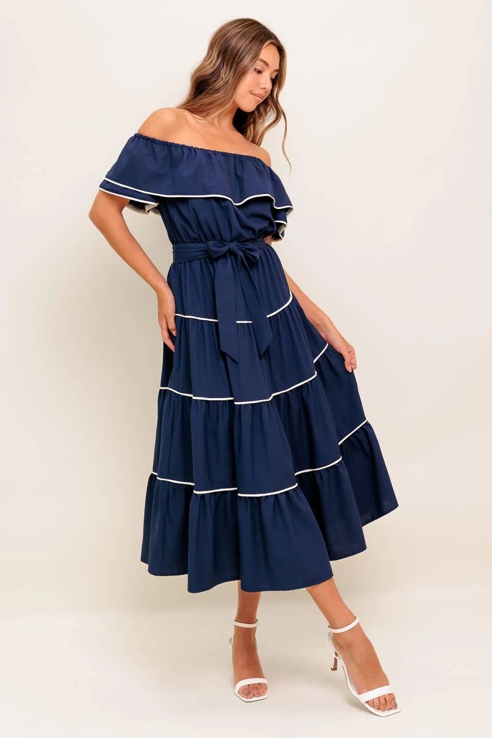 BUTTERCREAM DREAM NAVY MIDI DRESS - Image 4