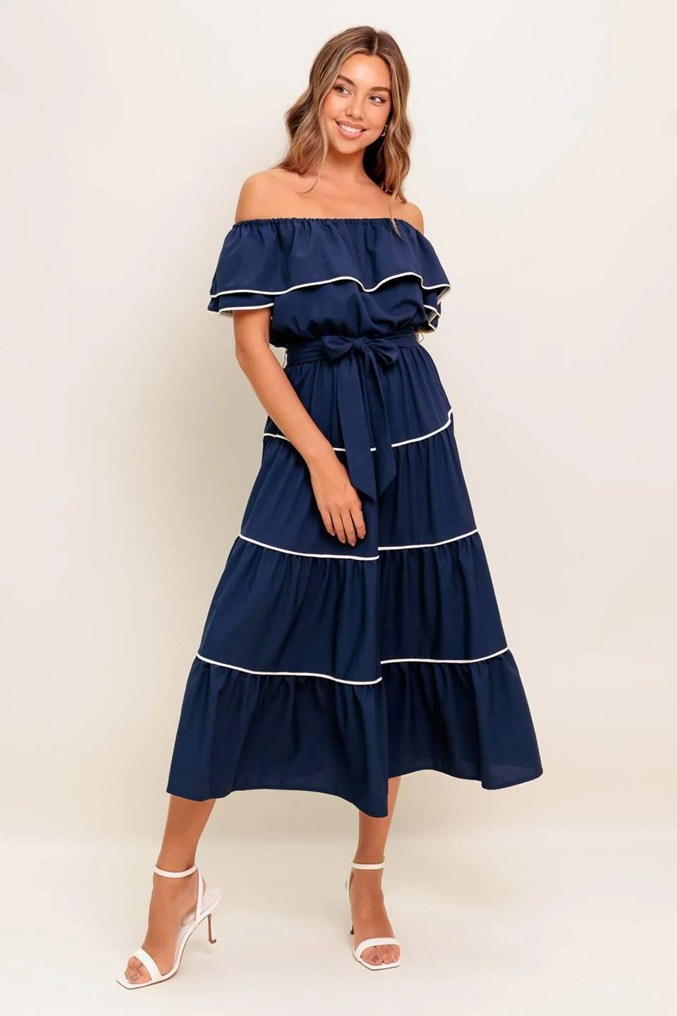 BUTTERCREAM DREAM NAVY MIDI DRESS - Image 5