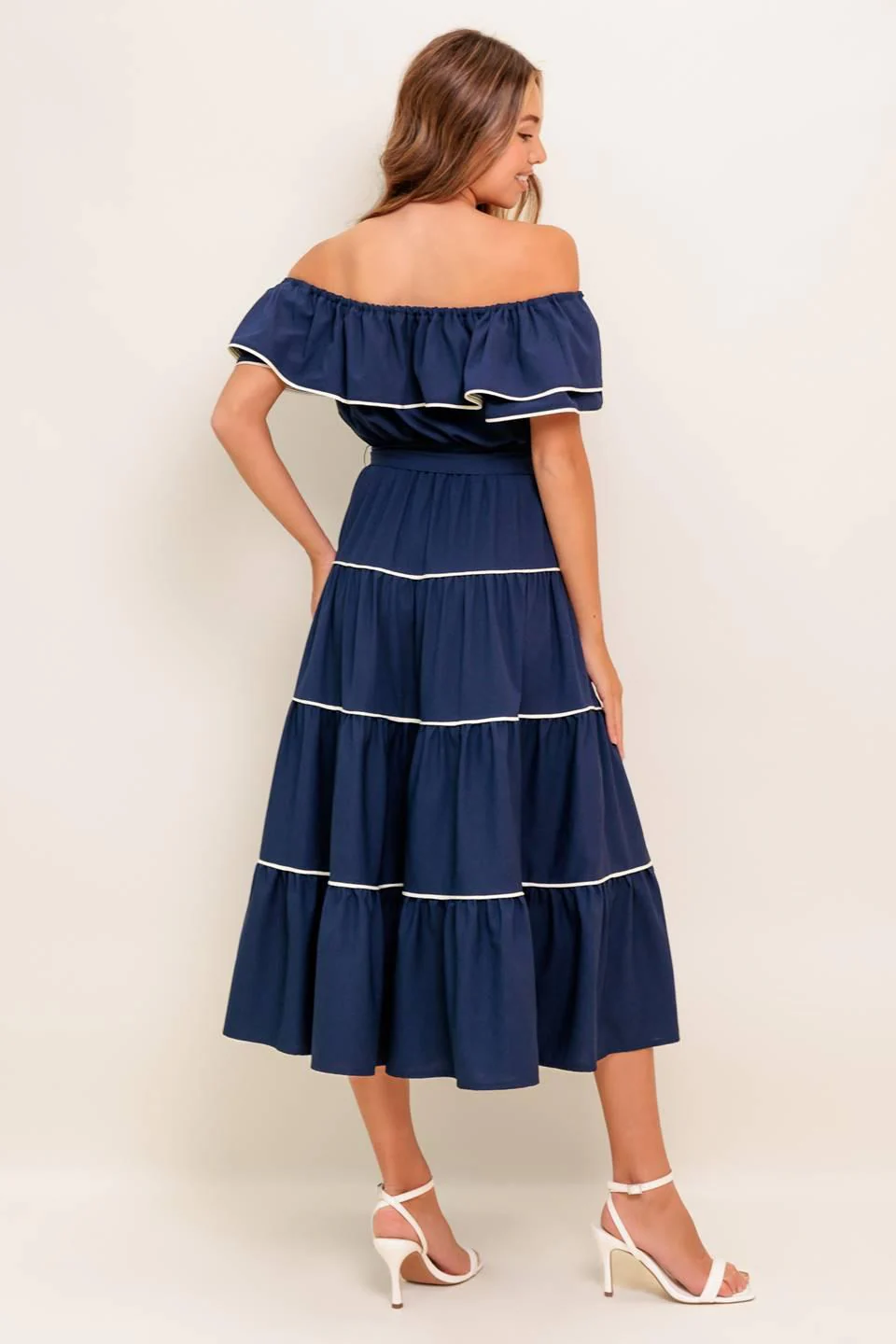 BUTTERCREAM DREAM NAVY MIDI DRESS - Image 6