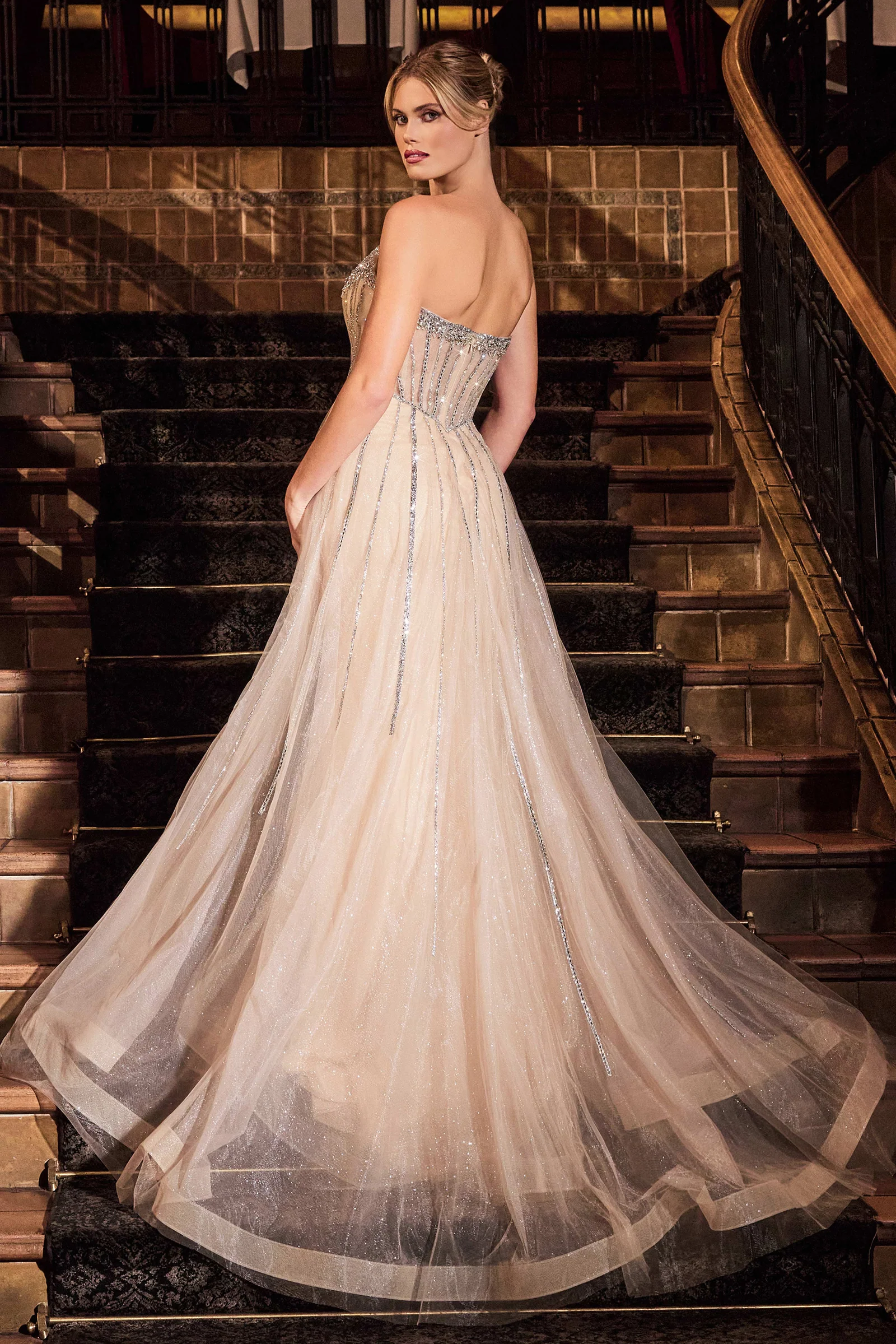 CADENCE GOWN - STRAPLESS CRYSTAL EMBELLISHED GOWN WITH OVERSKIRT - Image 4