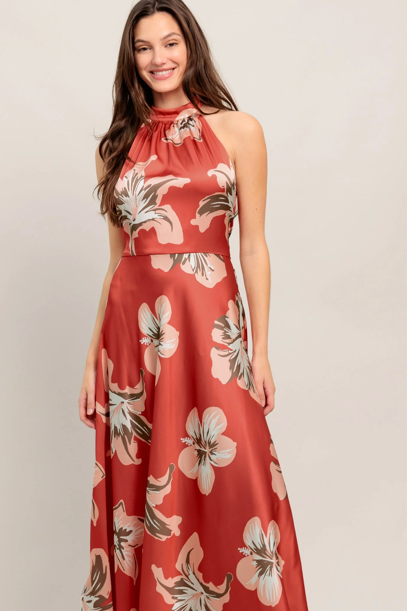 CAN’T LOOK AWAY CORAL RED MIDI DRESS - FINAL SALE - Image 4