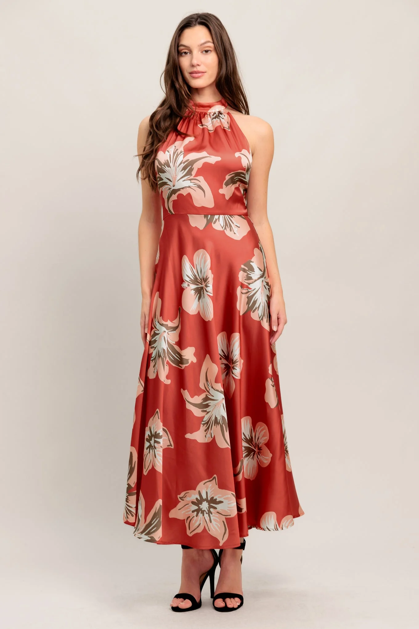 CAN’T LOOK AWAY CORAL RED MIDI DRESS - FINAL SALE - Image 6