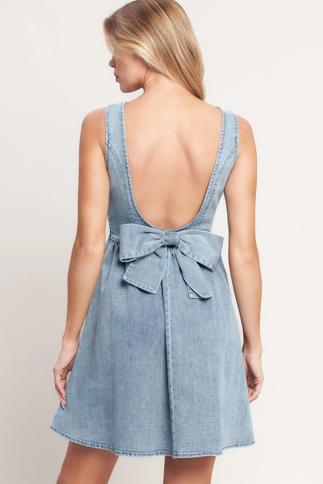 CASUAL POLISHED DENIM MINI DRESS - FINAL SALE - Image 2