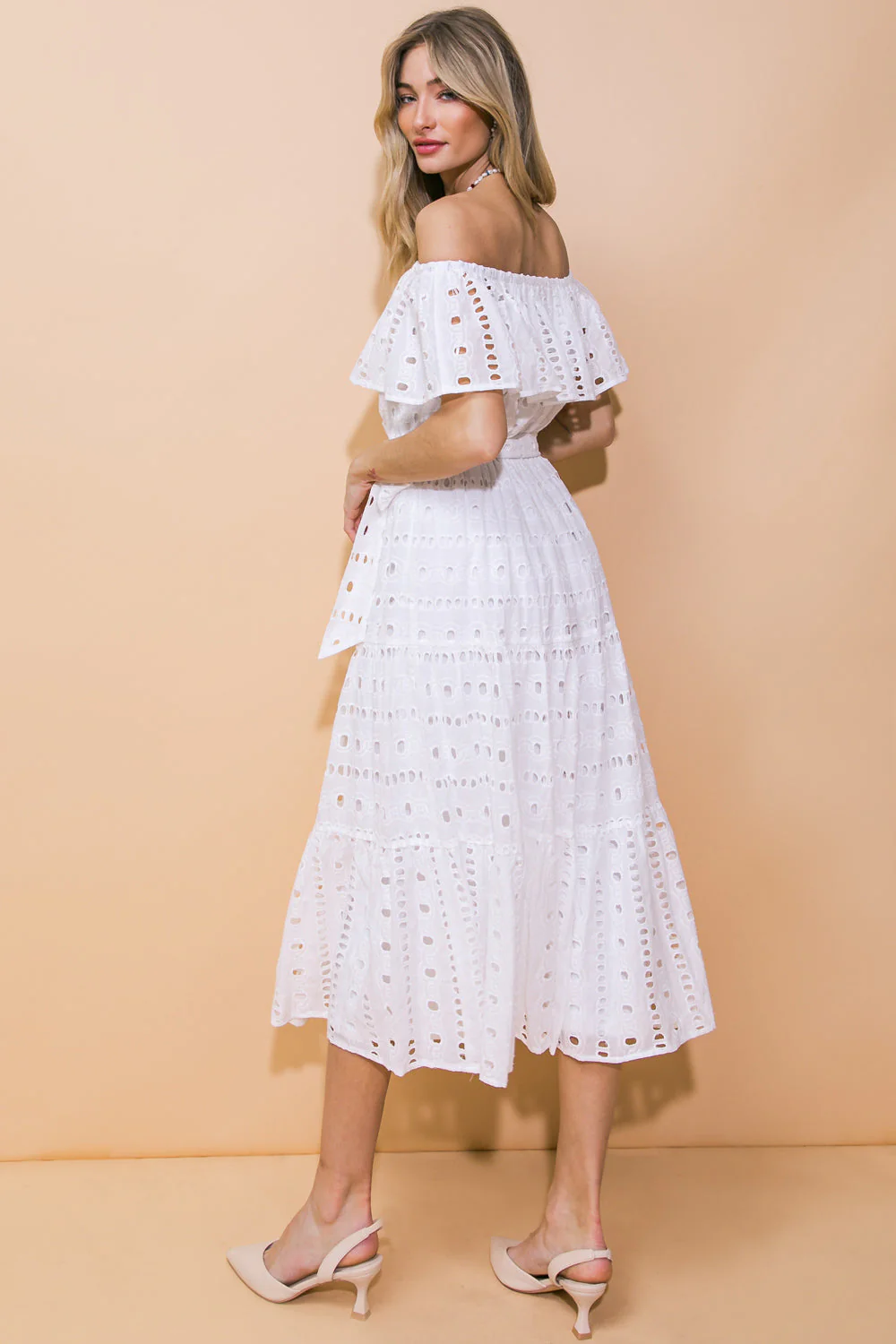 CATCHING MY BREATH EYELET MIDI DRESS - Image 11