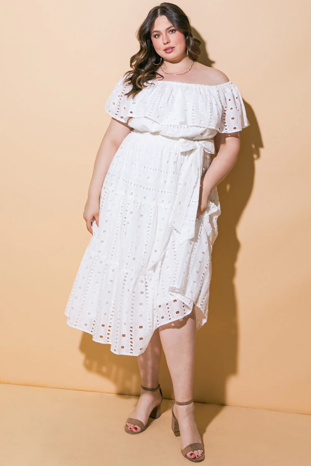 CATCHING MY BREATH EYELET MIDI DRESS - Image 14