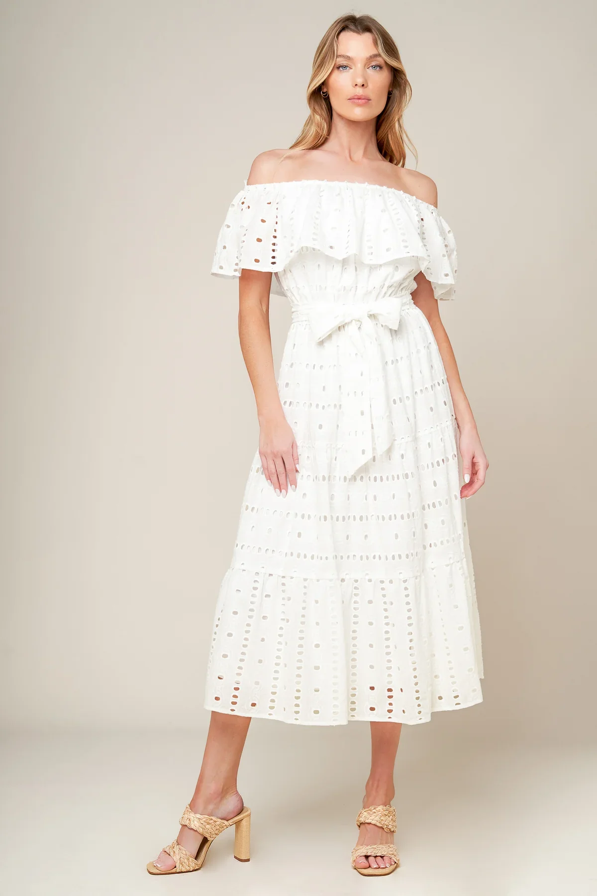 CATCHING MY BREATH EYELET MIDI DRESS - Image 4