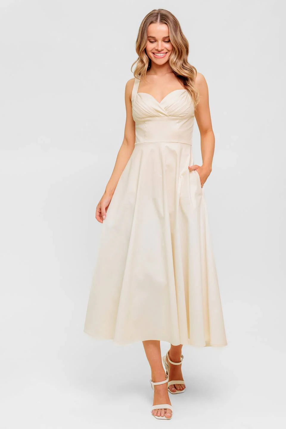CHANTILLY CHARM SHIRRED MIDI DRESS - Image 4