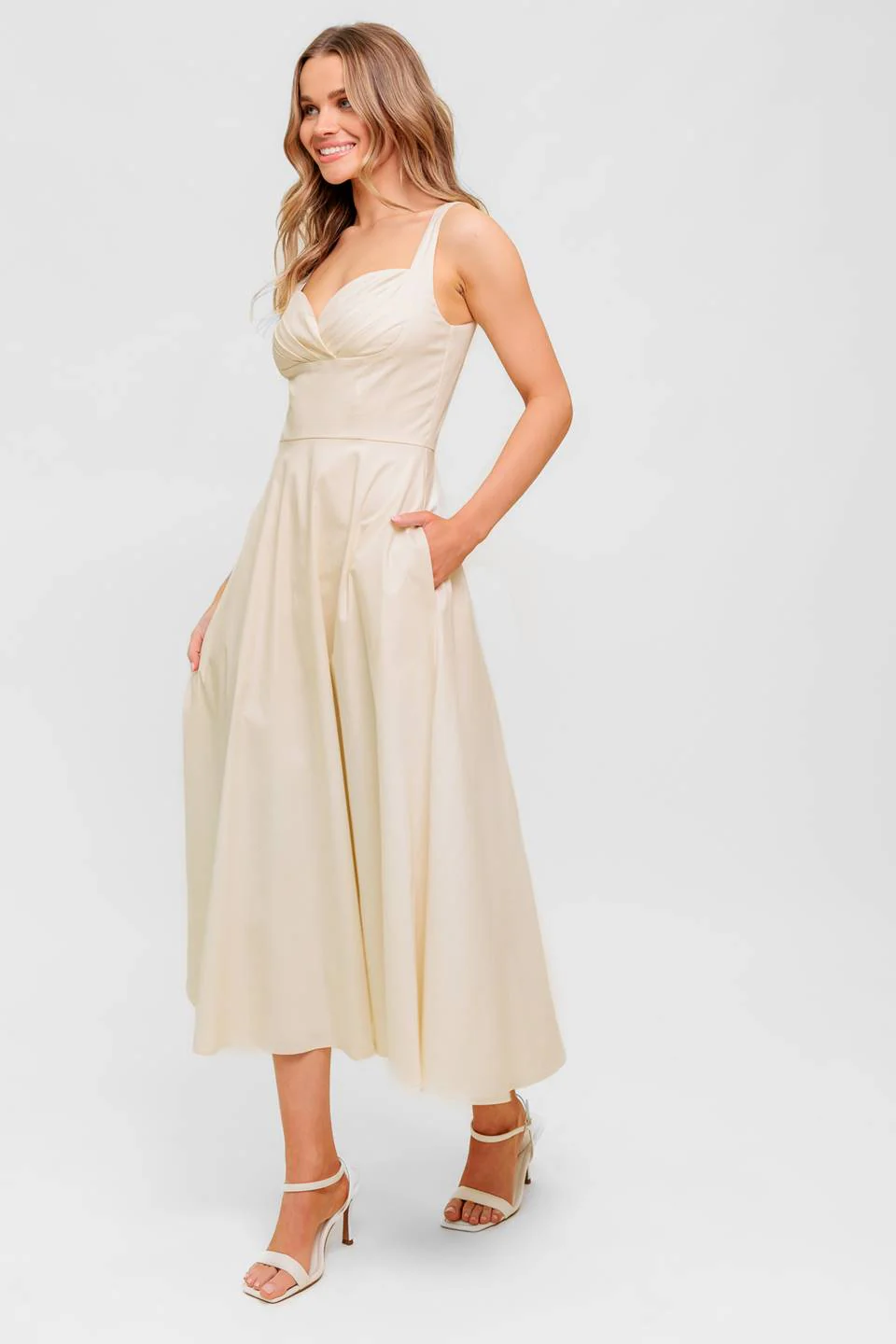 CHANTILLY CHARM SHIRRED MIDI DRESS - Image 6