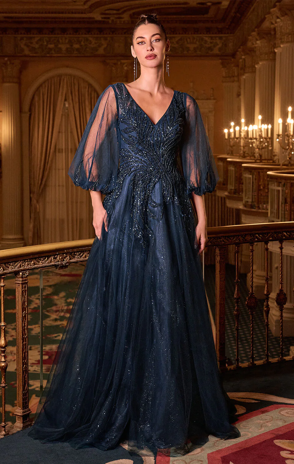 CHARITY GOWN - TULLE A-LINE GOWN WITH SHEER SLEEVES - Image 4