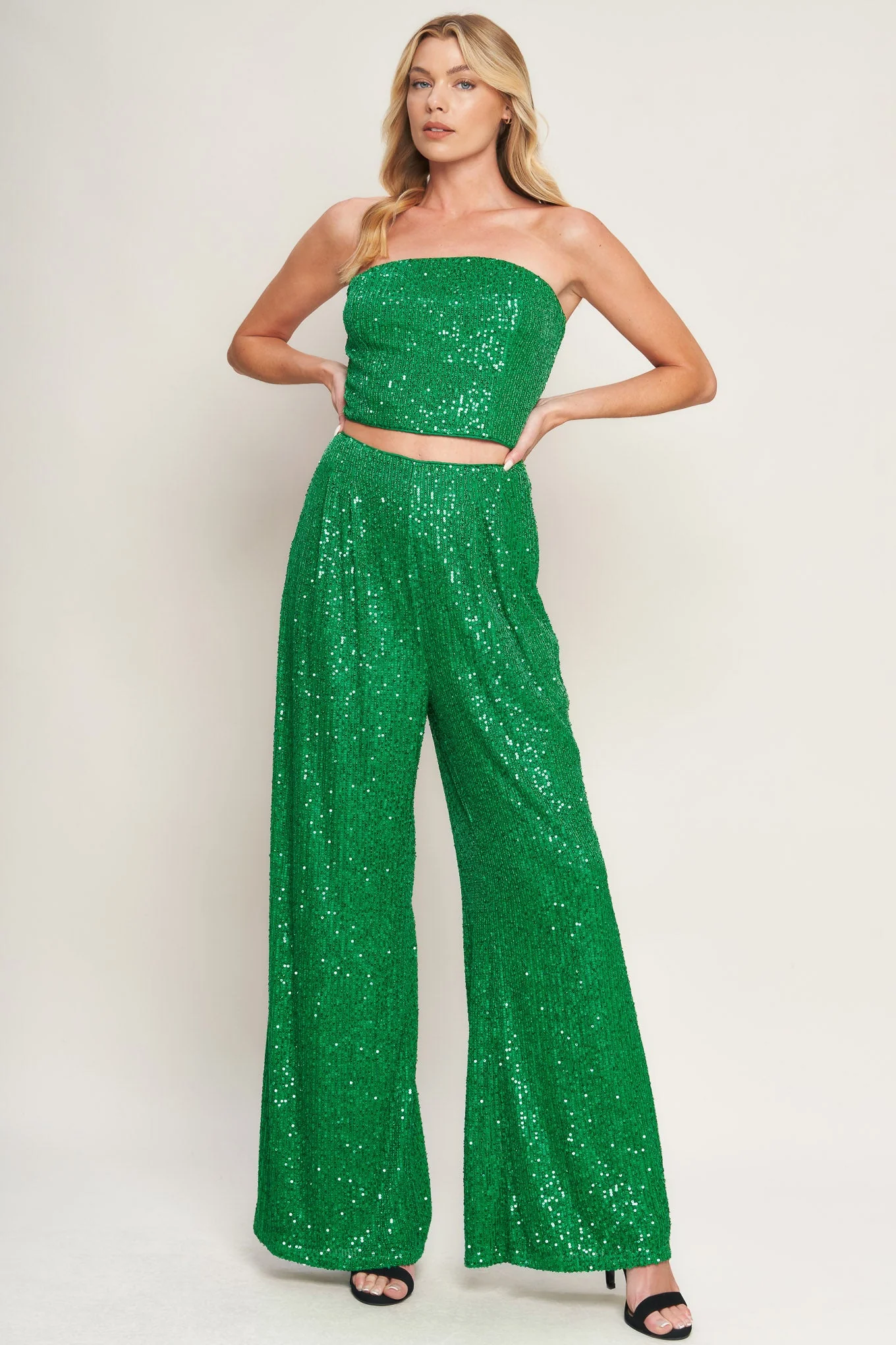 CHARMING COMPOSURE SEQUIN CROP TOP & PANT SET - FINAL SALE - Image 7