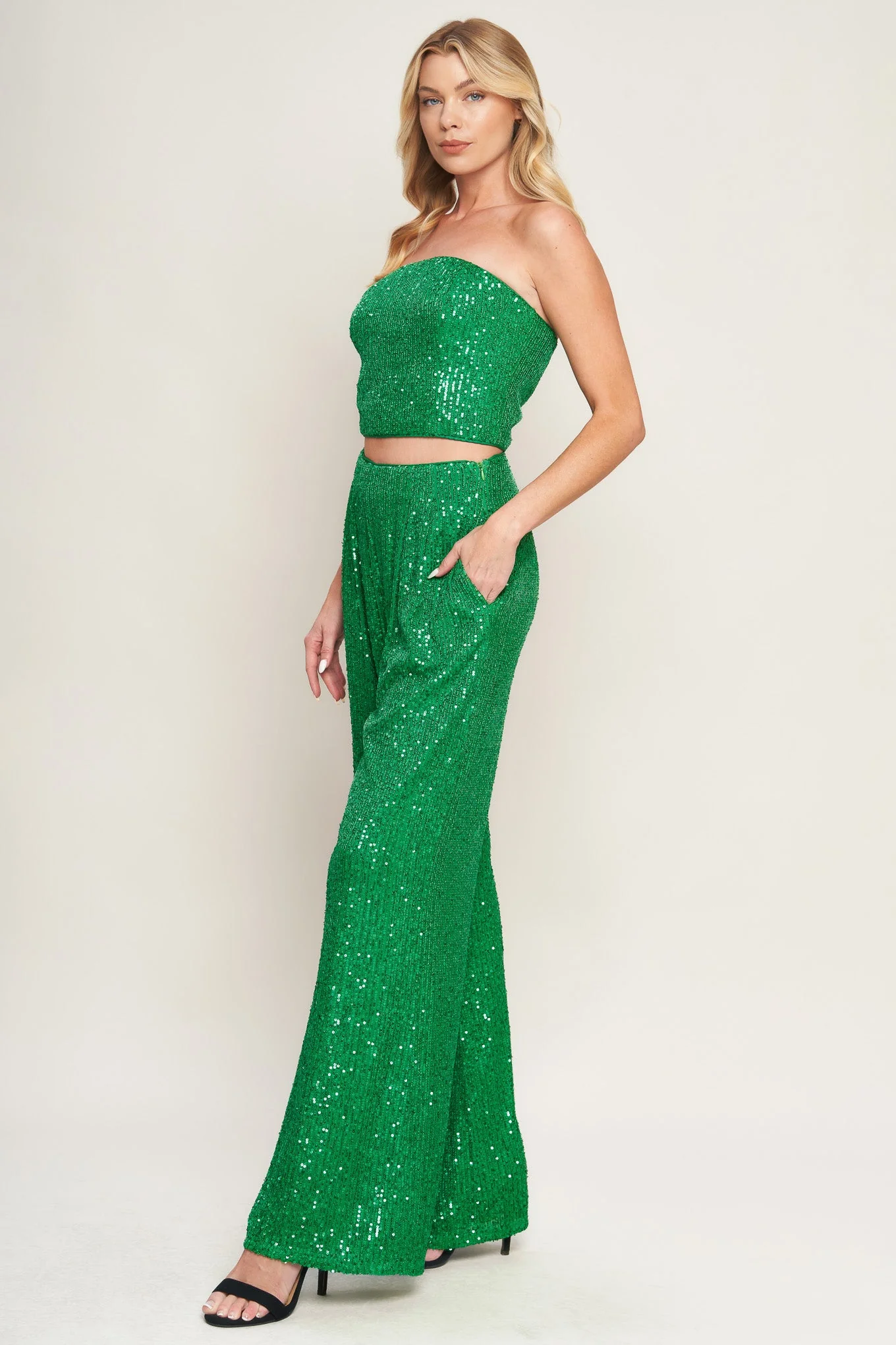 CHARMING COMPOSURE SEQUIN CROP TOP & PANT SET - FINAL SALE - Image 9