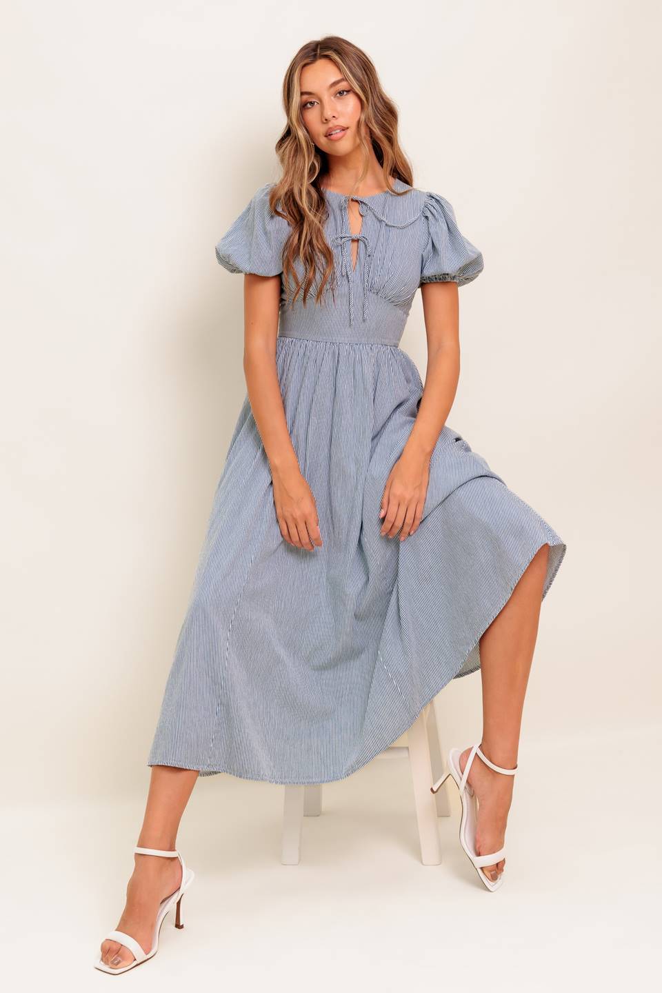 CHERIE MIDI DRESS - BLUE - FINAL SALE - Image 9
