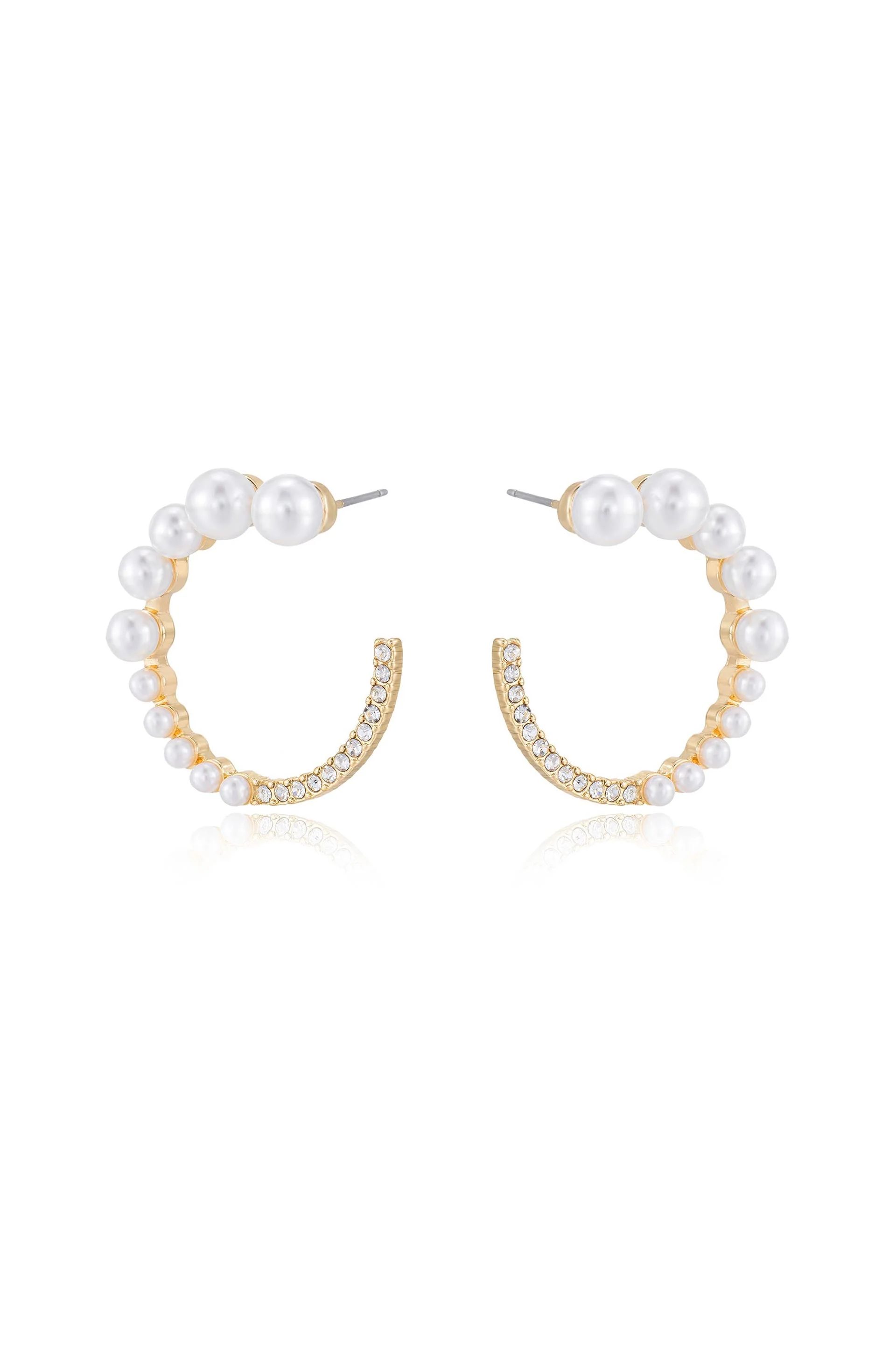 Chic Pearl And Crystal Open Circle Earrings - Image 5