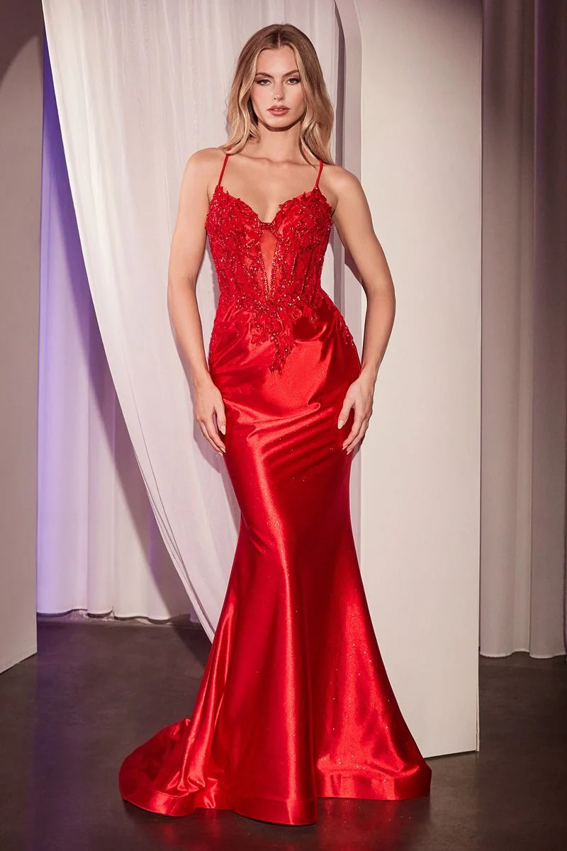 CLAIRE GOWN - EMBELLISHED LACE & SATIN FITTED GOWN - Image 5