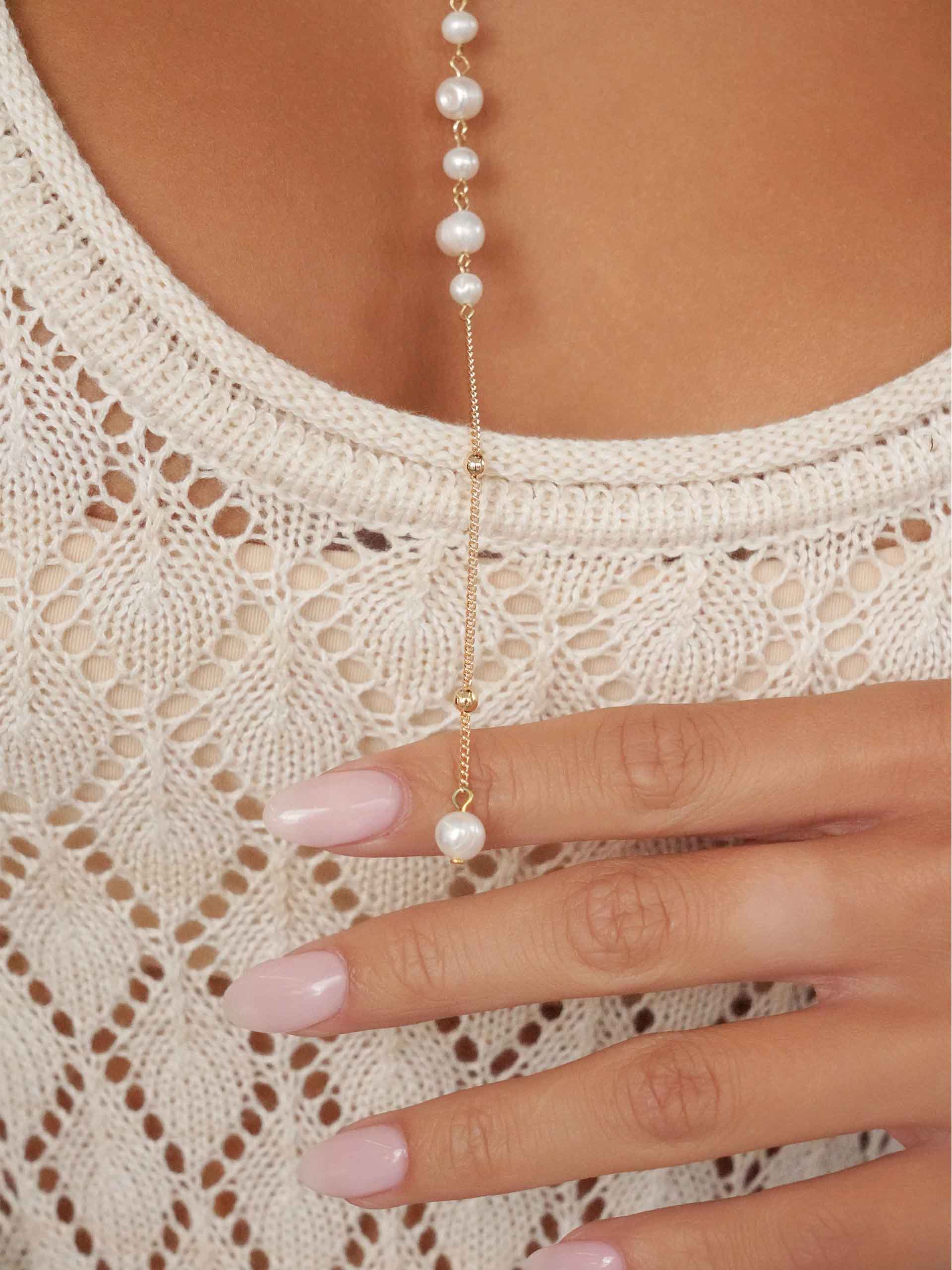Coastal Pearl Lariat Necklace - Image 5