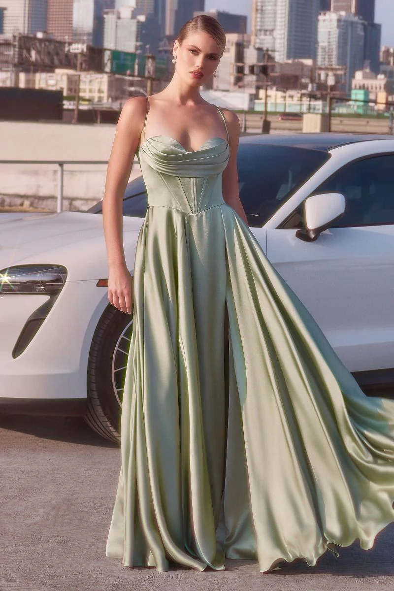 COSIMA GOWN - LUXE SATIN A-LINE CORSET DRESS - Image 13