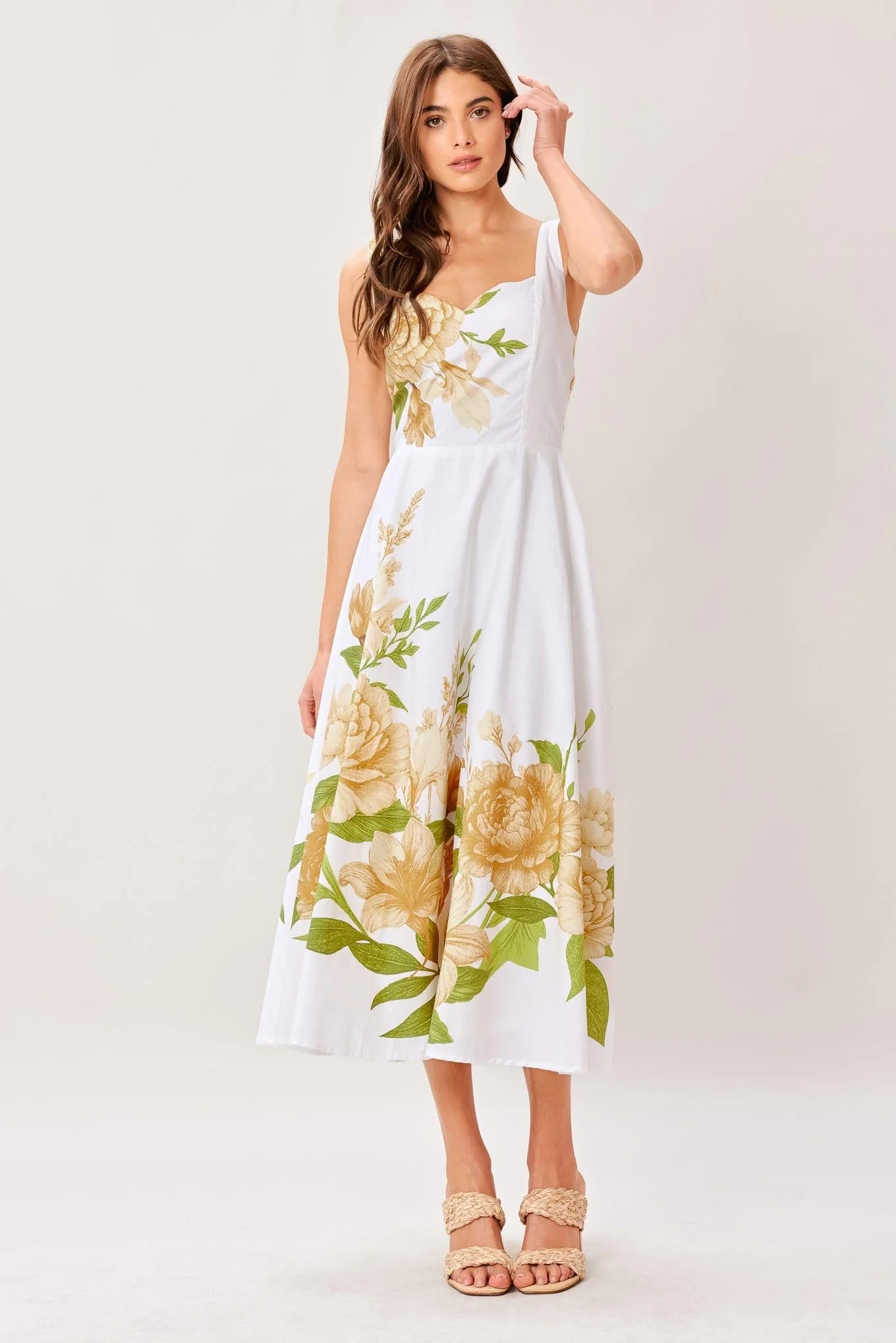 IVORY BOTANICA FLORAL MIDI DRESS - Image 3