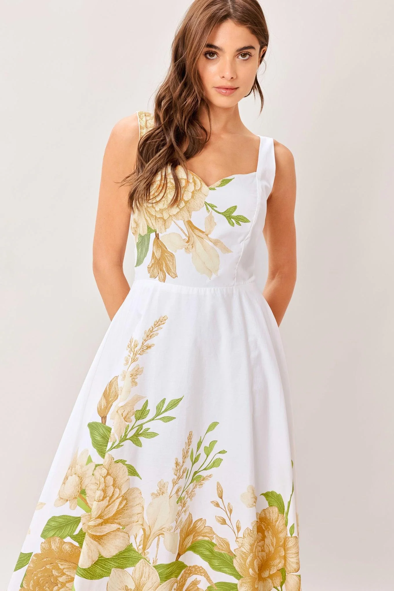 IVORY BOTANICA FLORAL MIDI DRESS - Image 4