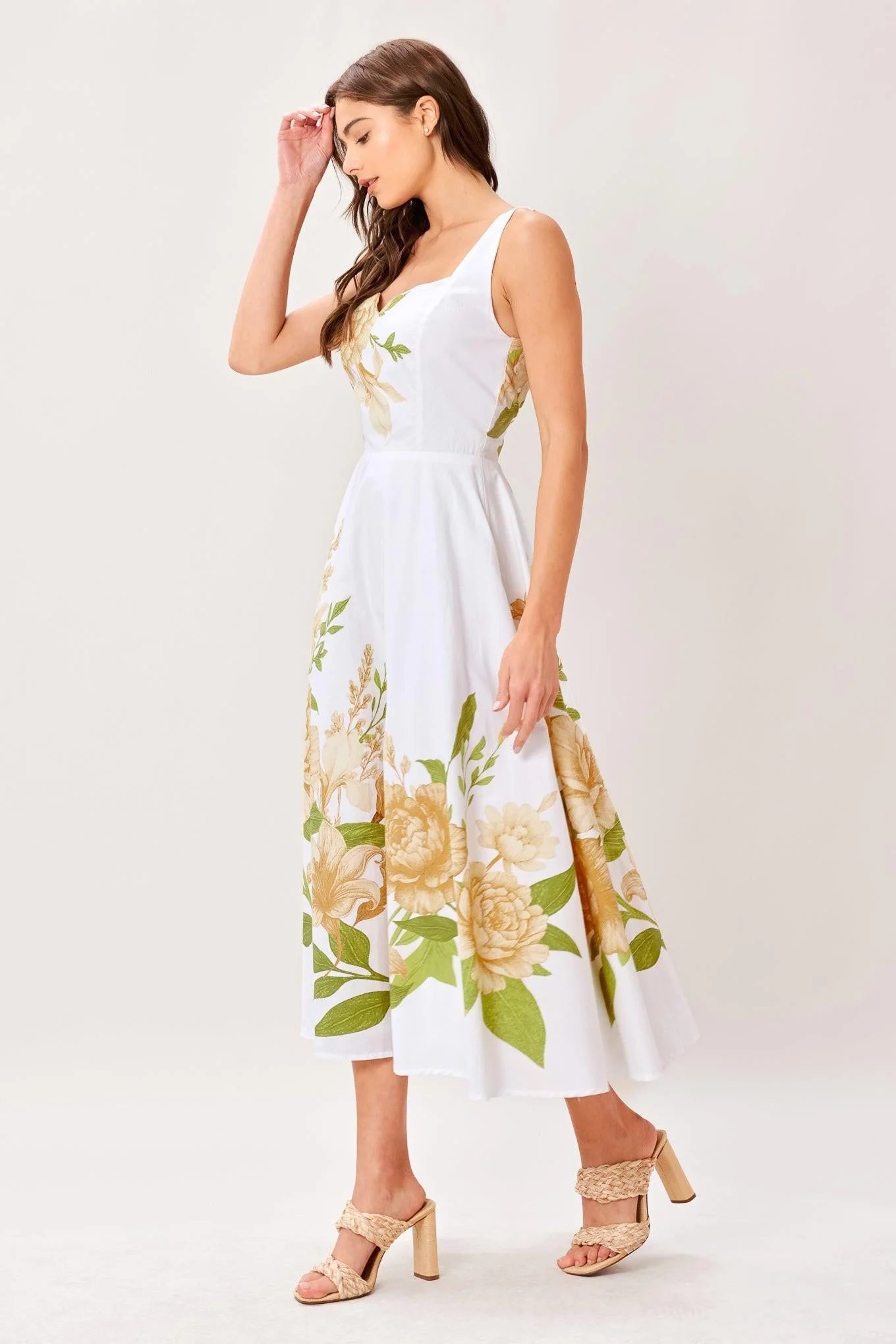 IVORY BOTANICA FLORAL MIDI DRESS - Image 5
