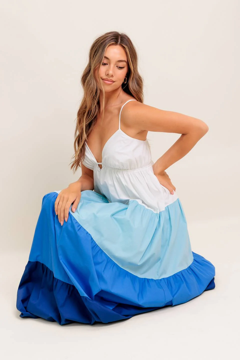 CRUISE MODE MIDI DRESS - BLUE COLOR BLOCK - Image 3