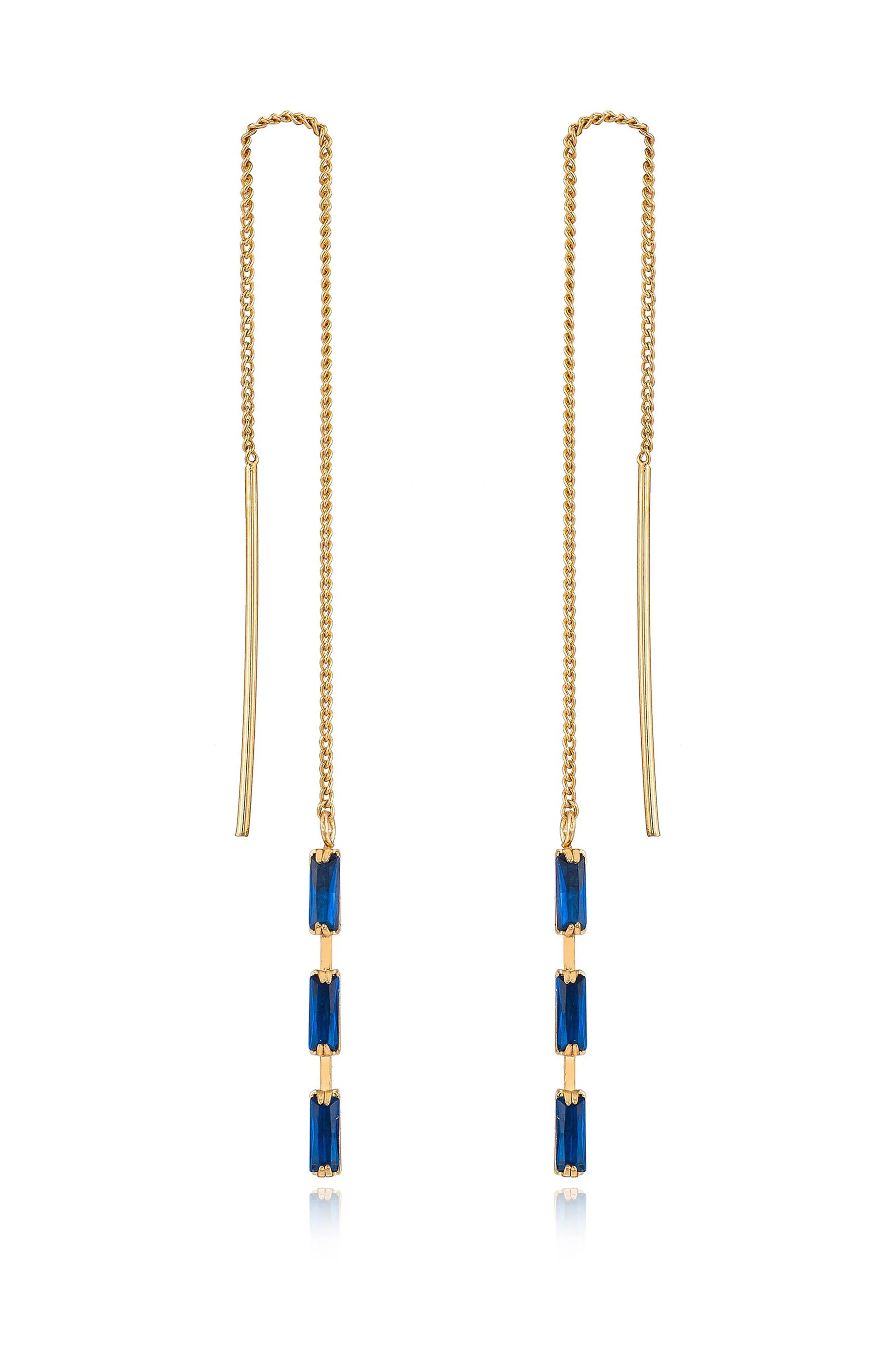 Crystal Baguette Threader Earrings - Image 10