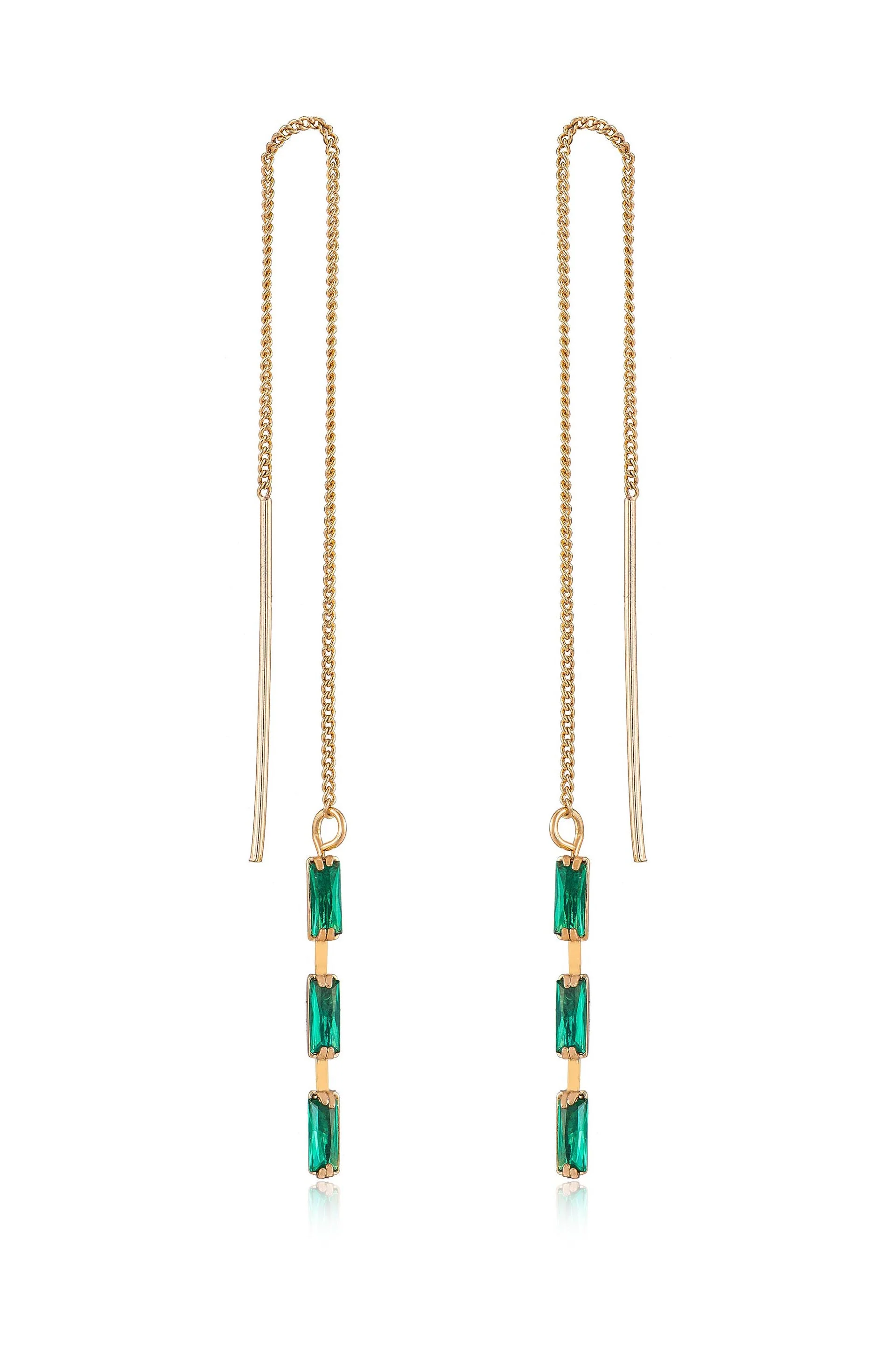 Crystal Baguette Threader Earrings - Image 8