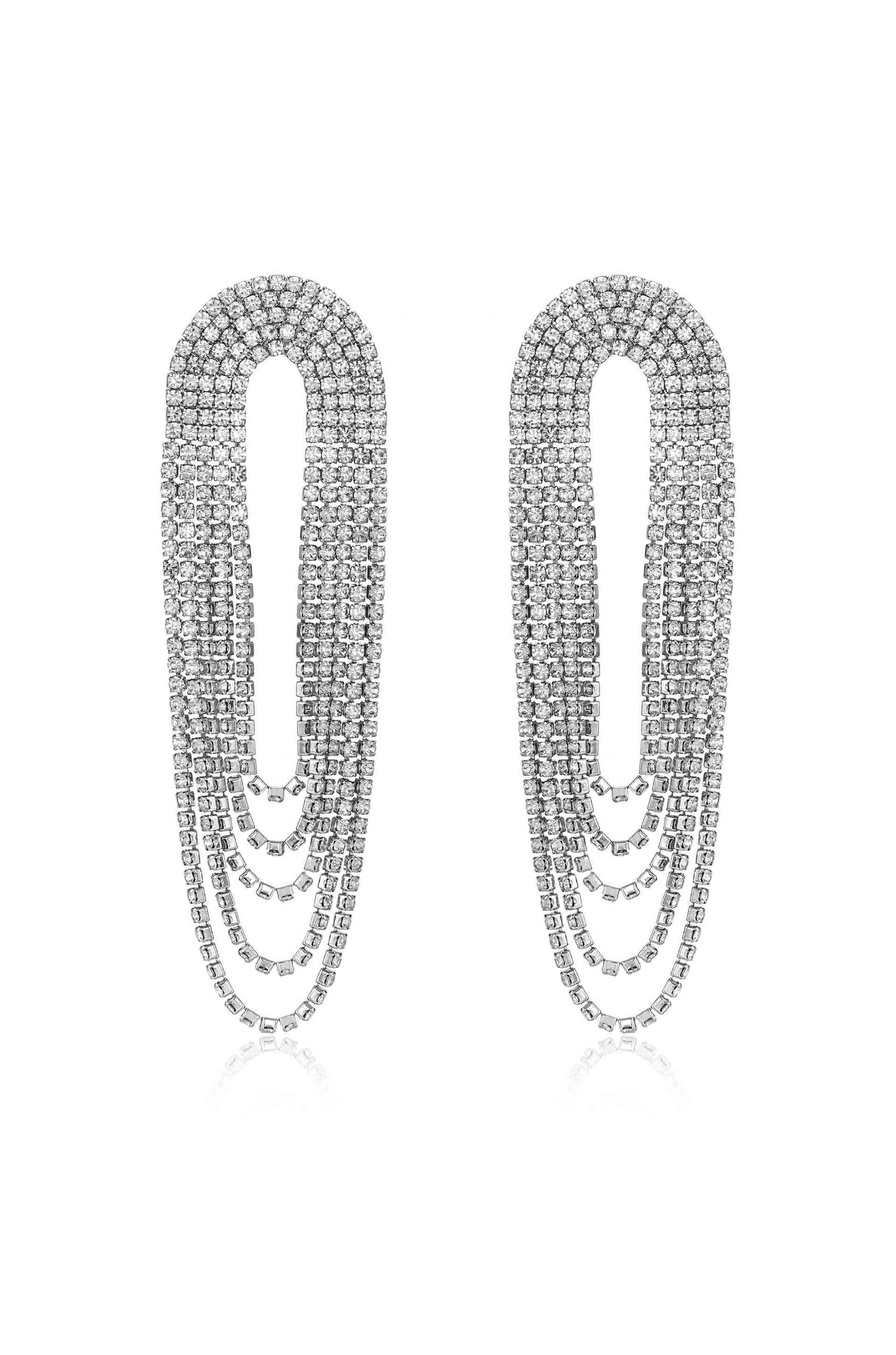 Crystal Drape Fringe Earrings - Image 7