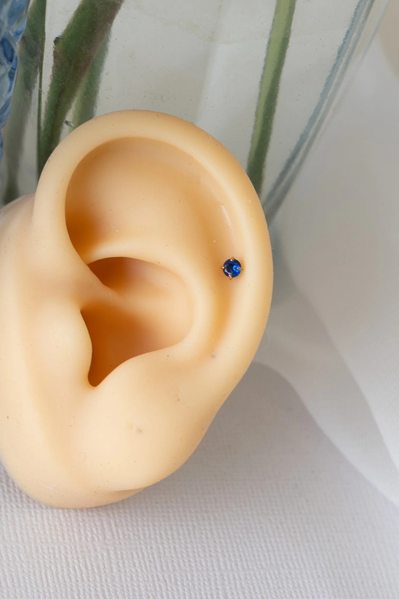 Crystal Flat Back Stud Earring in Blue - Image 10