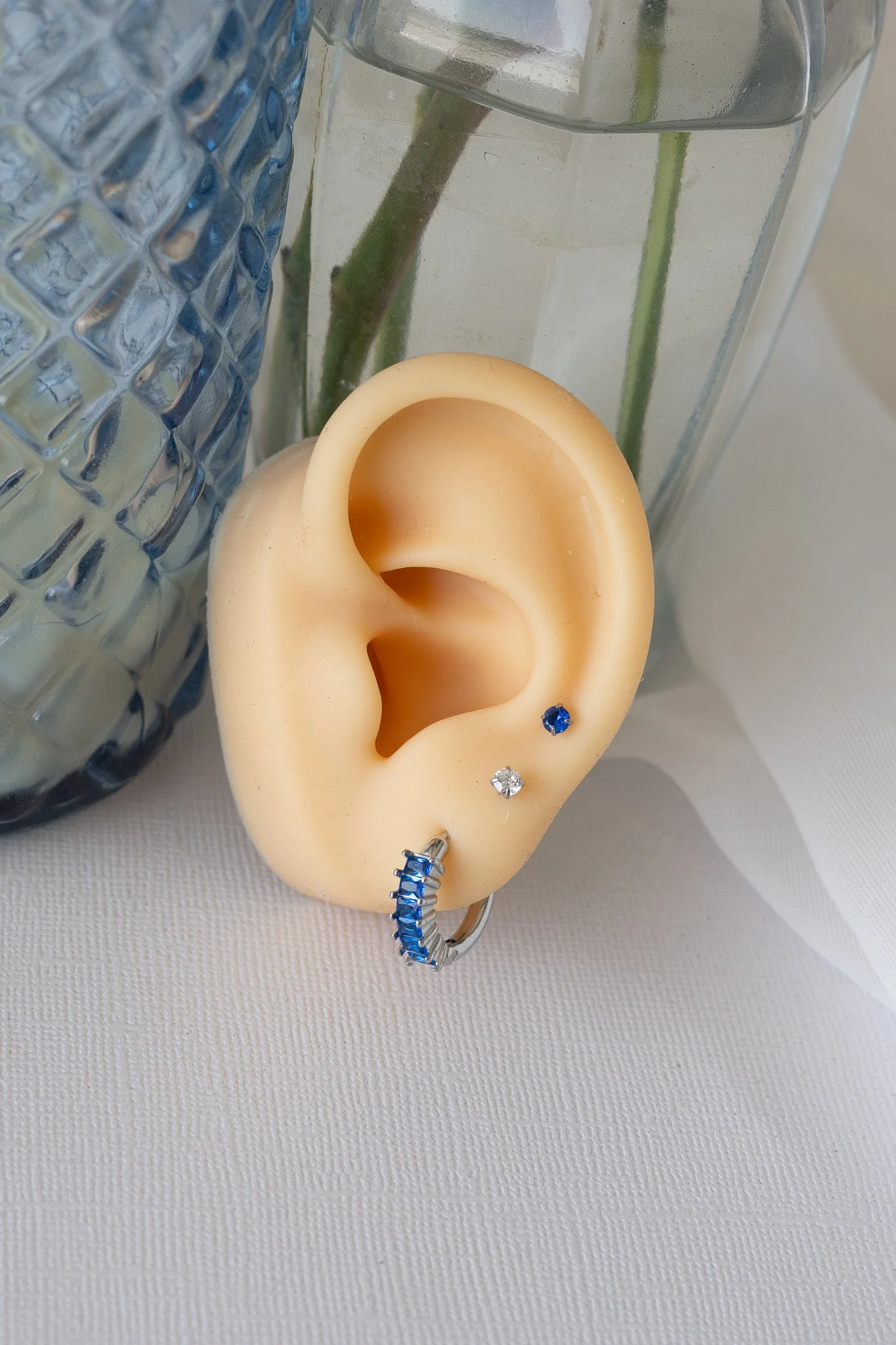 Crystal Flat Back Stud Earring in Blue - Image 12
