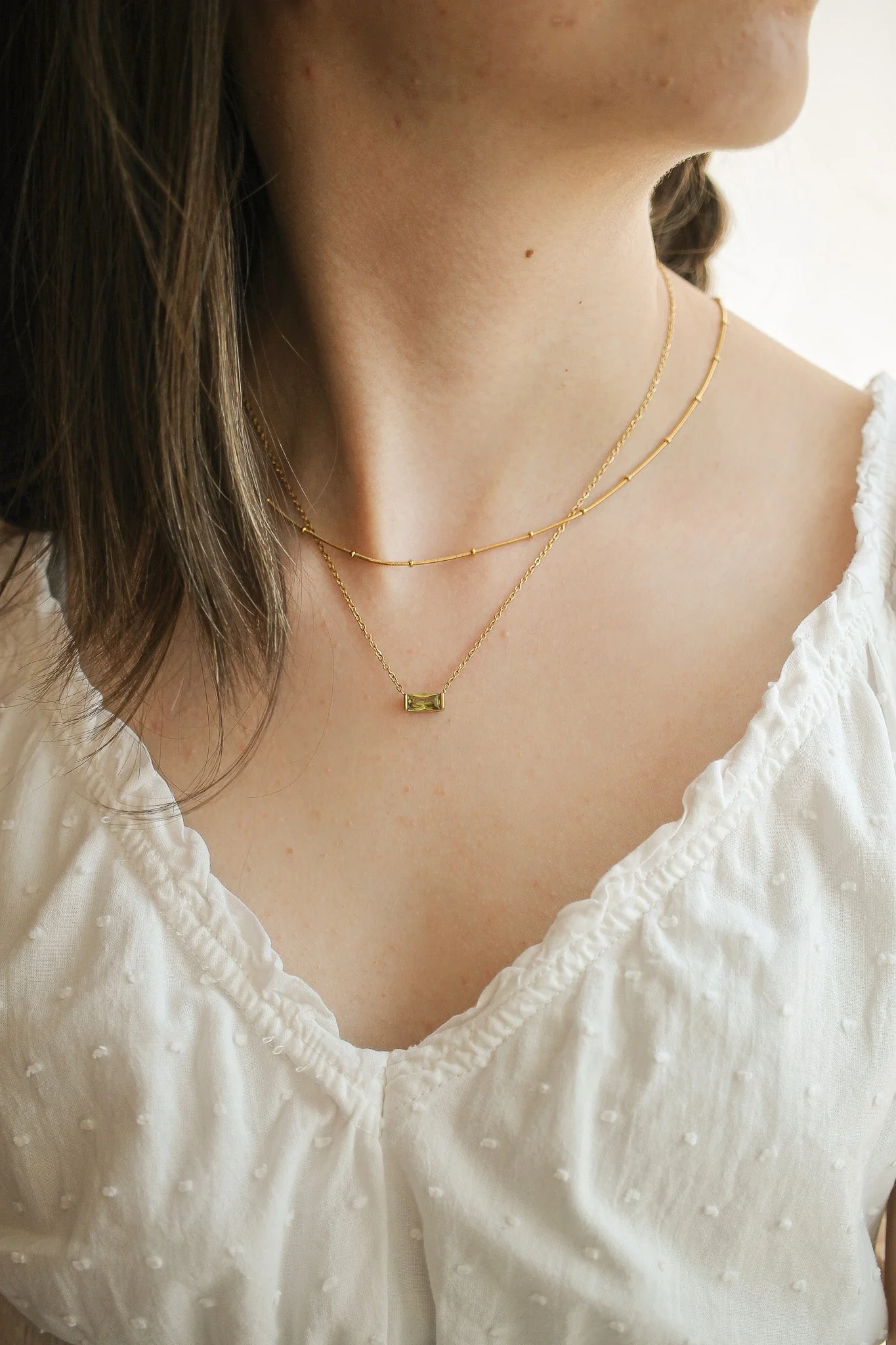 CZ Birthstone Necklace in Gold - Image 3