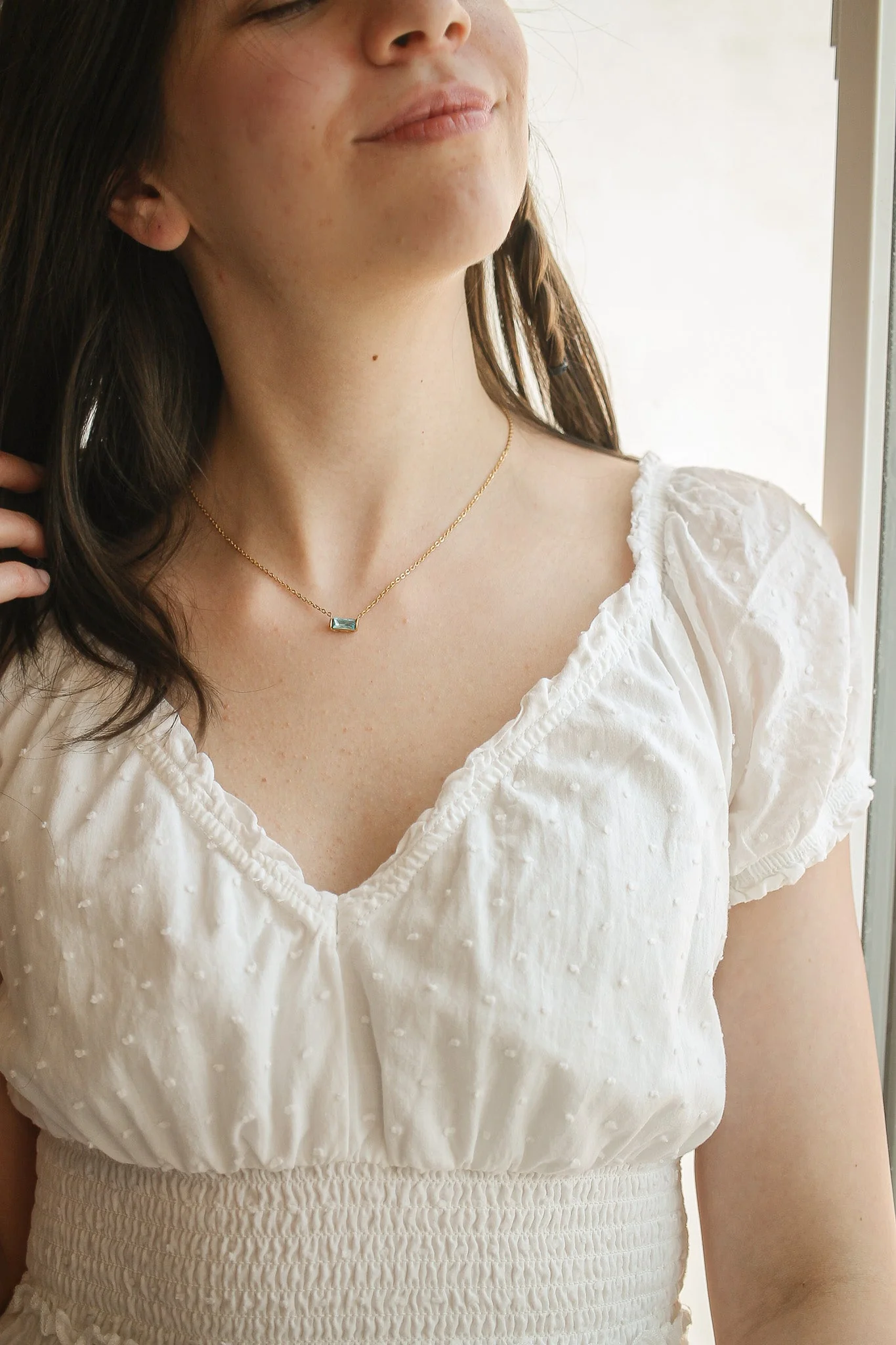 CZ Birthstone Necklace in Gold - Image 5