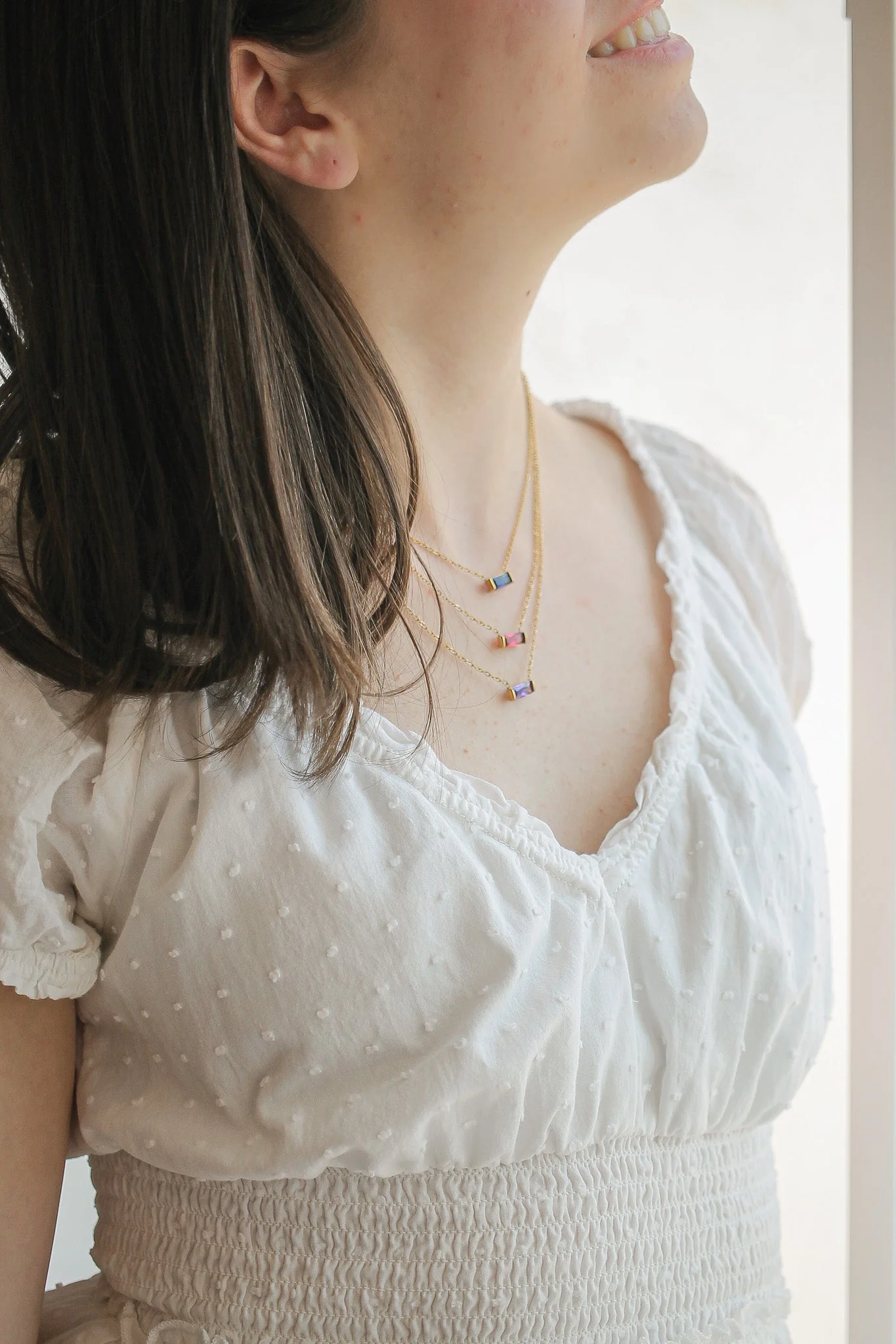 CZ Birthstone Necklace in Gold - Image 6