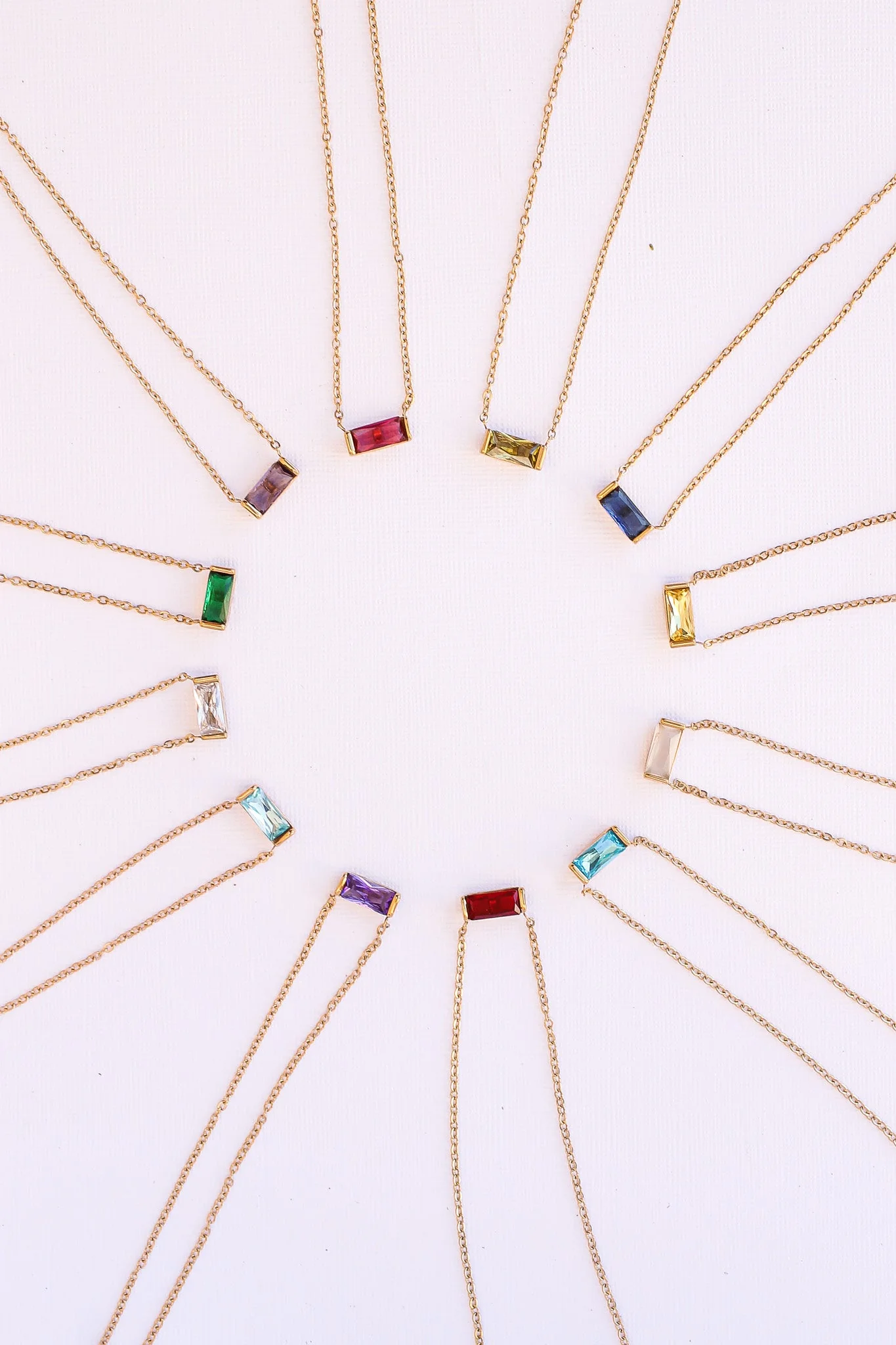 CZ Birthstone Necklace in Gold - Image 9