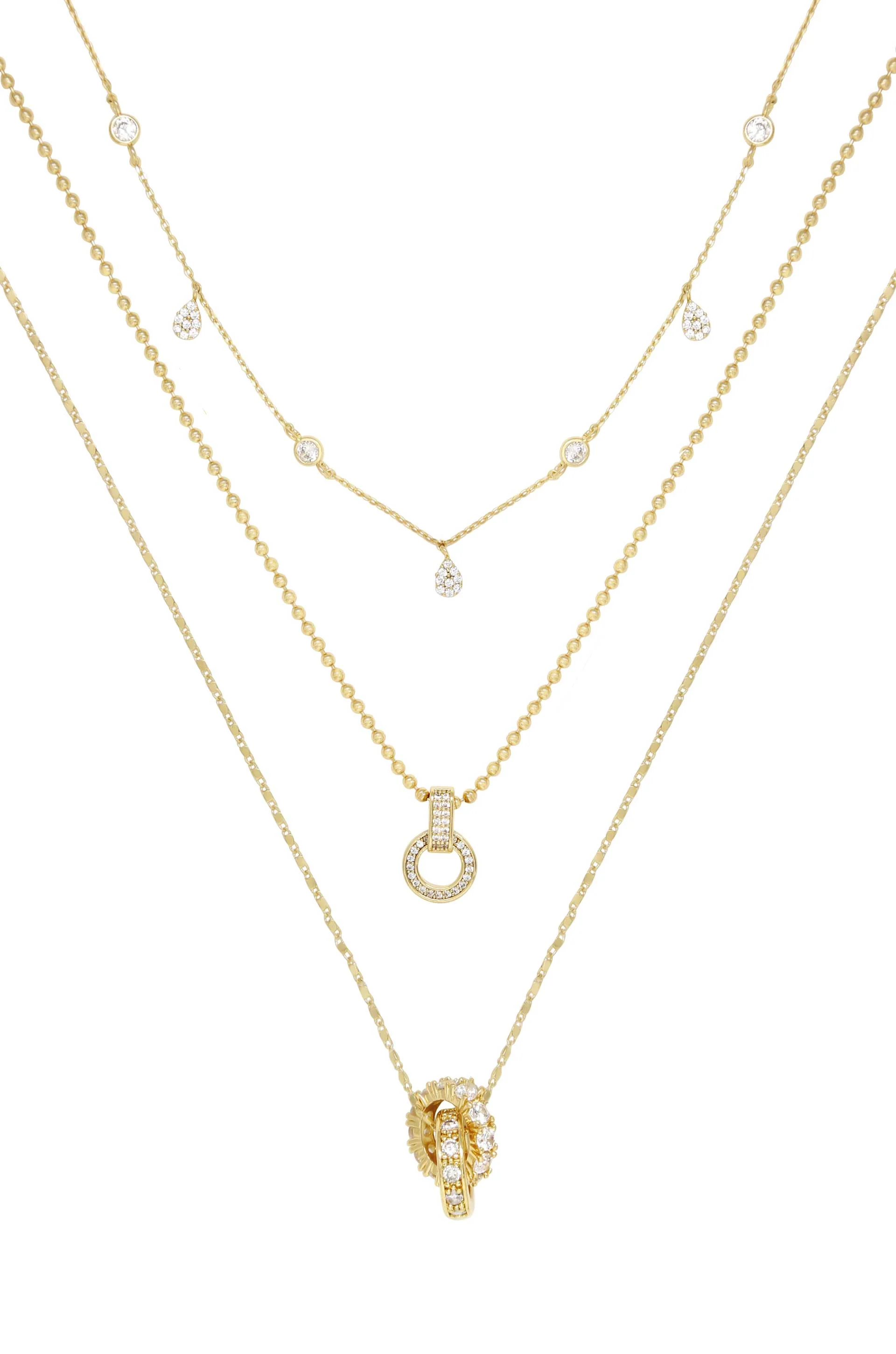 Dainty Crystal Trio Necklace Set - Image 2