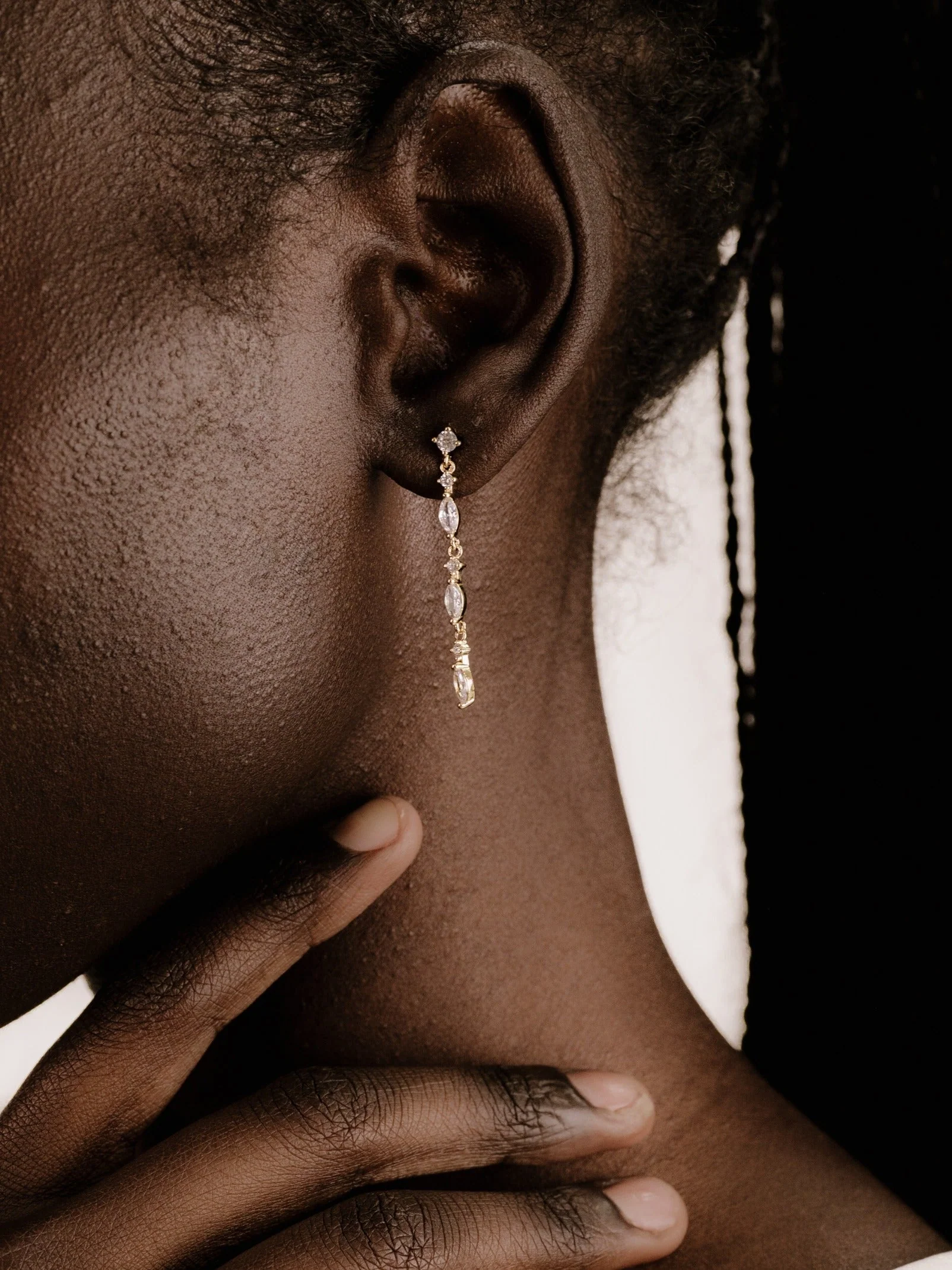 Dainty Linear Crystal Drop Earrings - Image 5