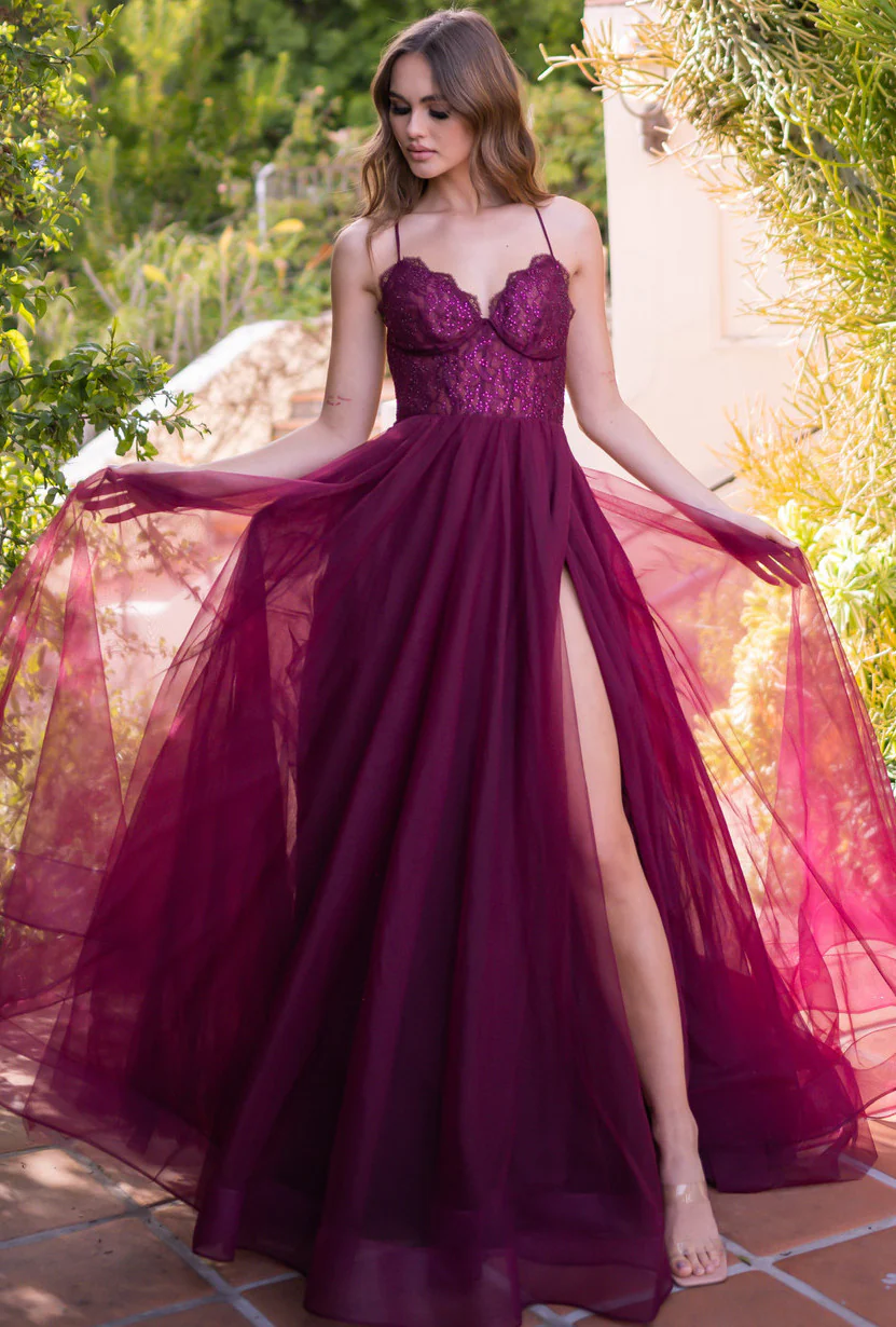 Dani Gown - Mulberry - Lace & Tulle A-line Dress - Image 3