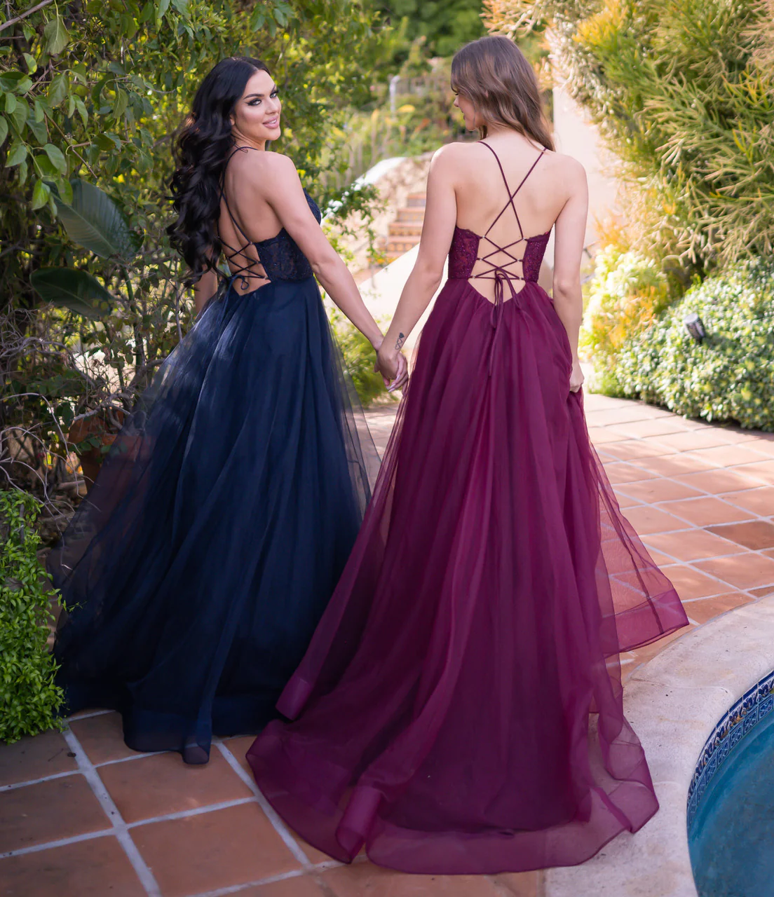 Dani Gown - Navy - Lace & Tulle A-line Dress - Image 6