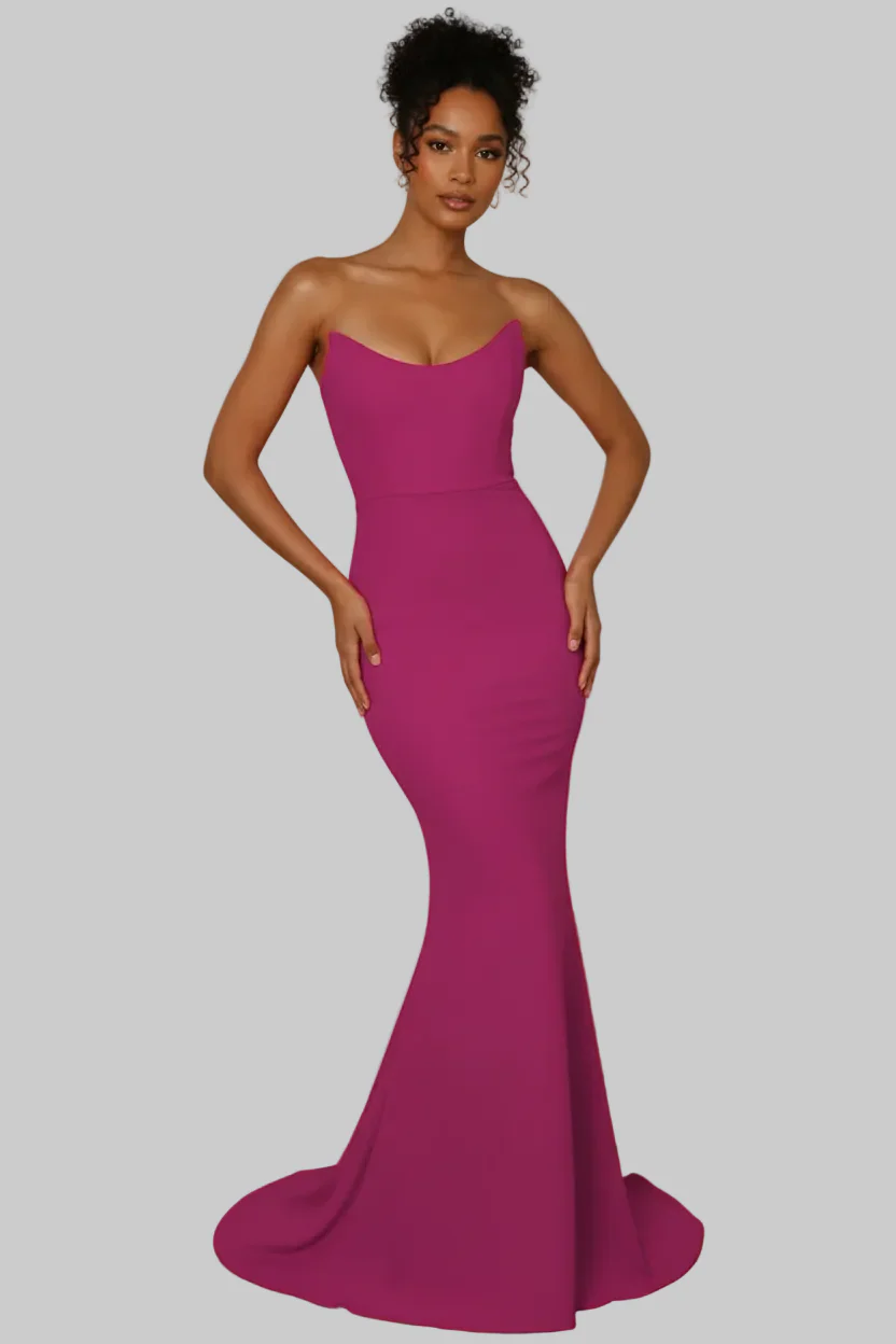 Daris Gown - Berry - Cat-Eye Scoop Neckline Dress - Image 2