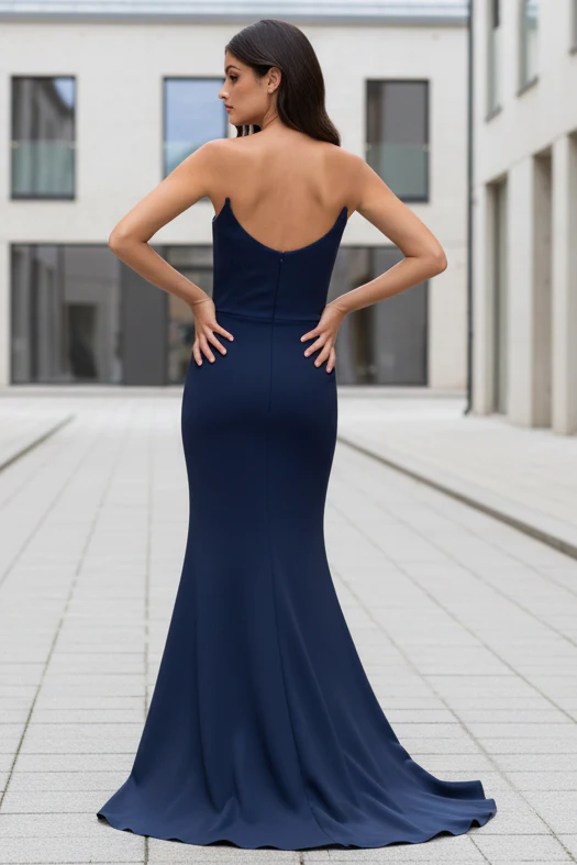 Daris Gown - Navy - Cat-Eye Scoop Neckline Dress - Image 2