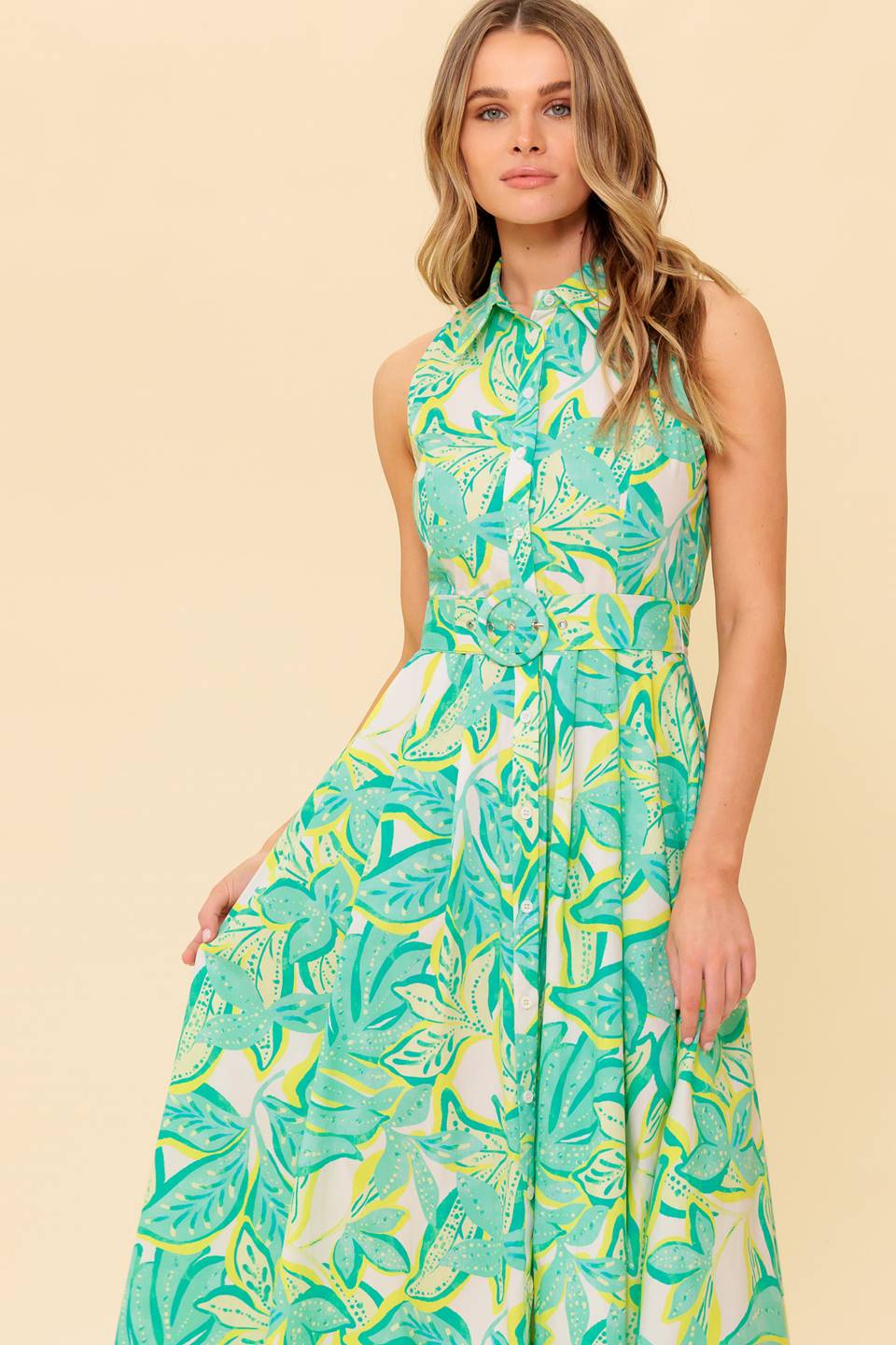 DAYS WITH YOU MIDI SHIRT DRESS - GREEN - FINAL SALE - Image 3