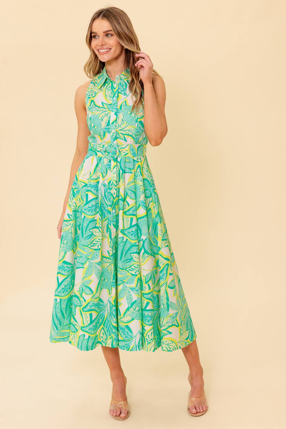 DAYS WITH YOU MIDI SHIRT DRESS - GREEN - FINAL SALE - Image 4