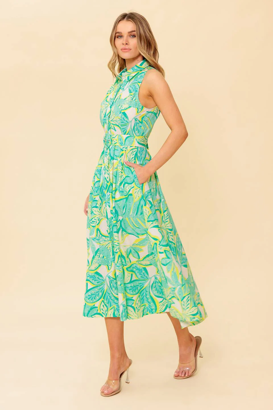 DAYS WITH YOU MIDI SHIRT DRESS - GREEN - FINAL SALE - Image 6