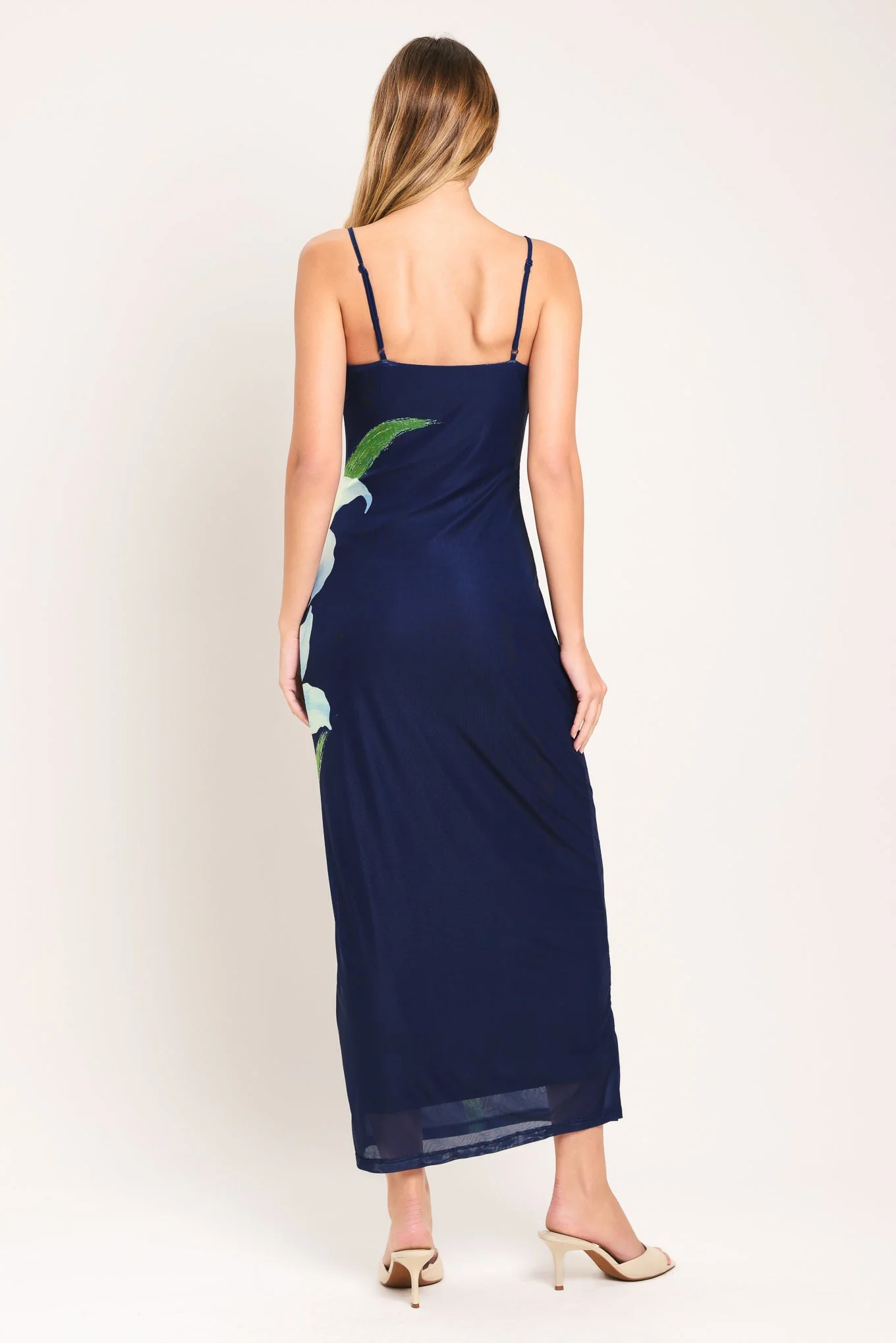 DEEP BLOOM POWER MESH MIDI DRESS - Image 5