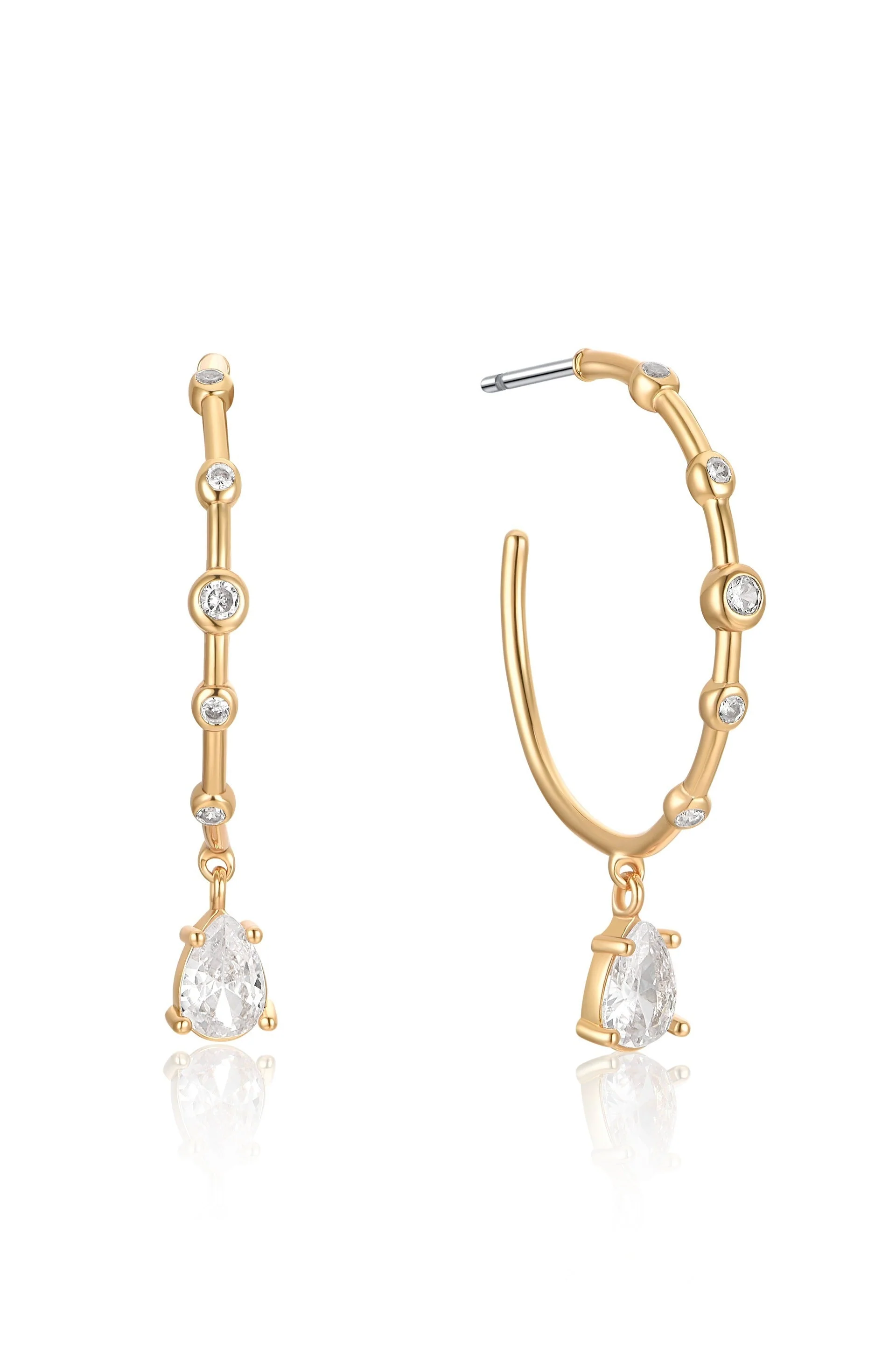 Delicate Crystal Charm Hoop Earrings - Image 2