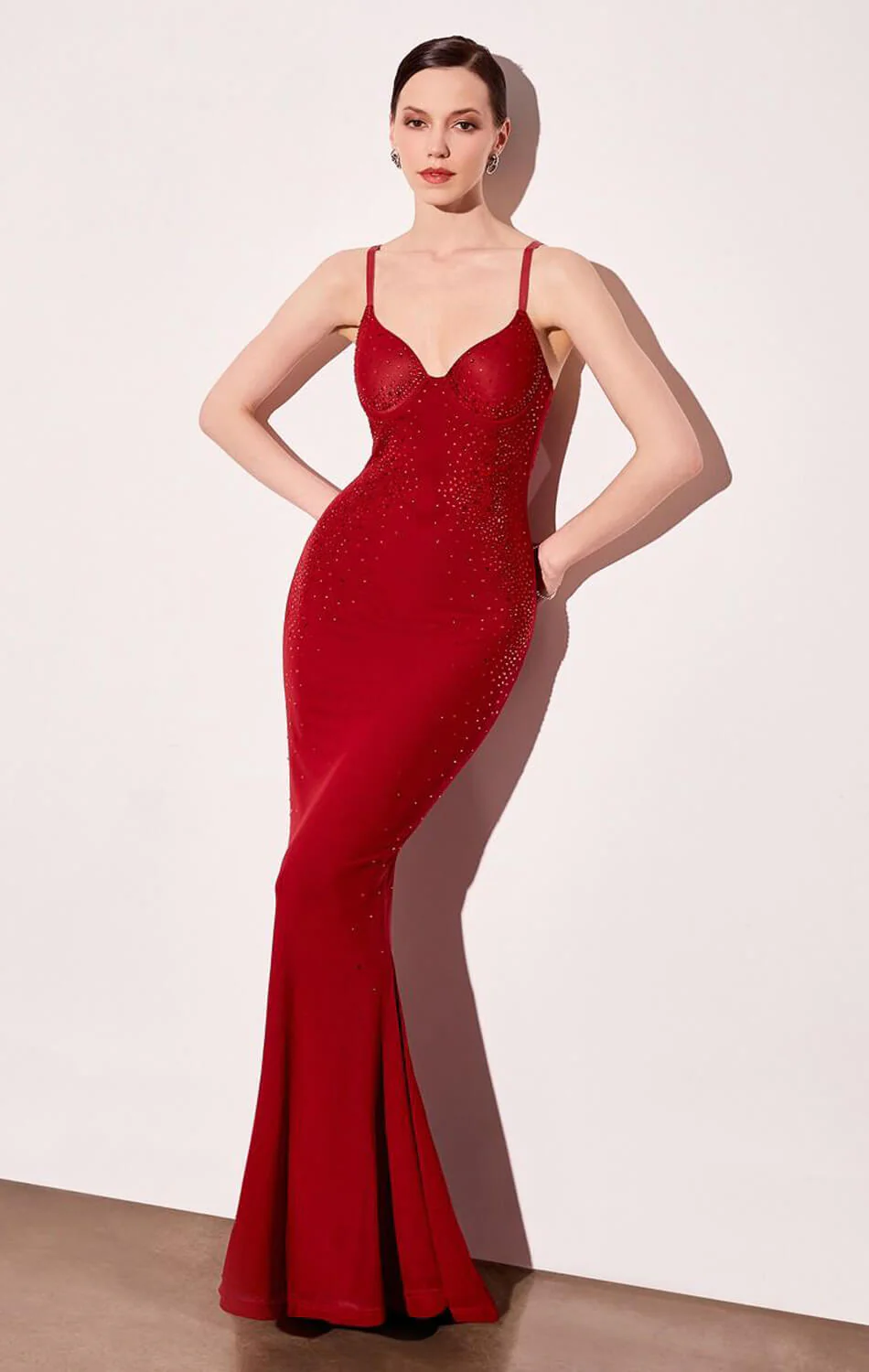 DESTINY MAXI DRESS - HOT STONE FITTED DRESS - Image 2