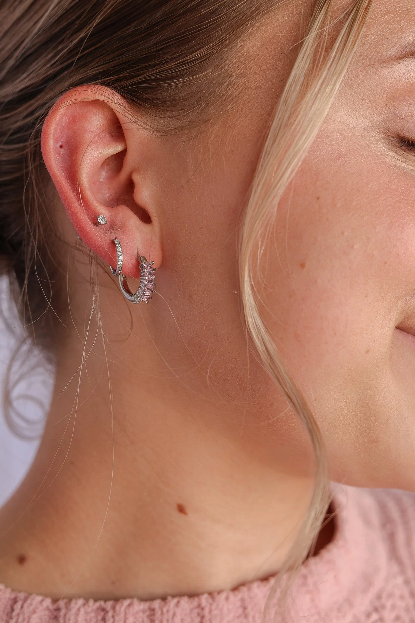 Crystal Hoop Earring in Pink - Image 10